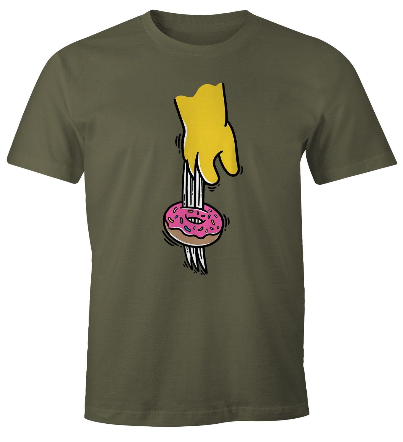 MoonWorks Print-Shirt Herren T-Shirt Donut Doughnut Fun-Shirt Moonworks® mit Print grün