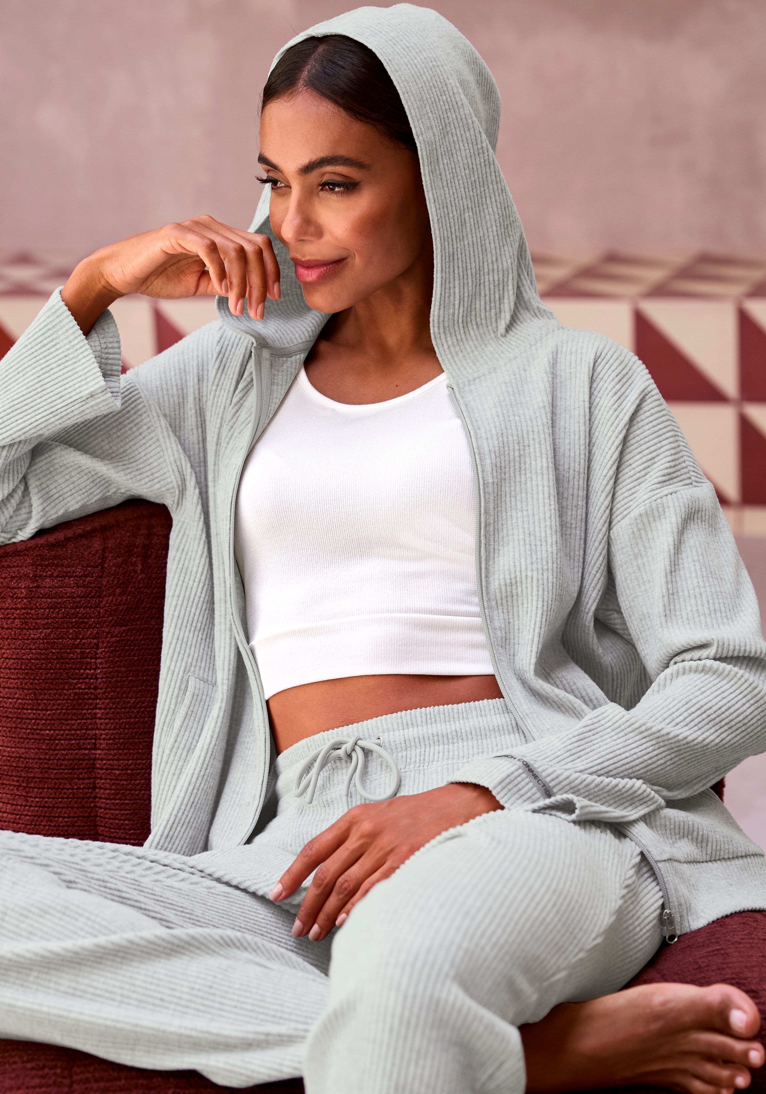 French Connection Sweatjacke, weiche Rippstruktur, Loungewear günstig online kaufen