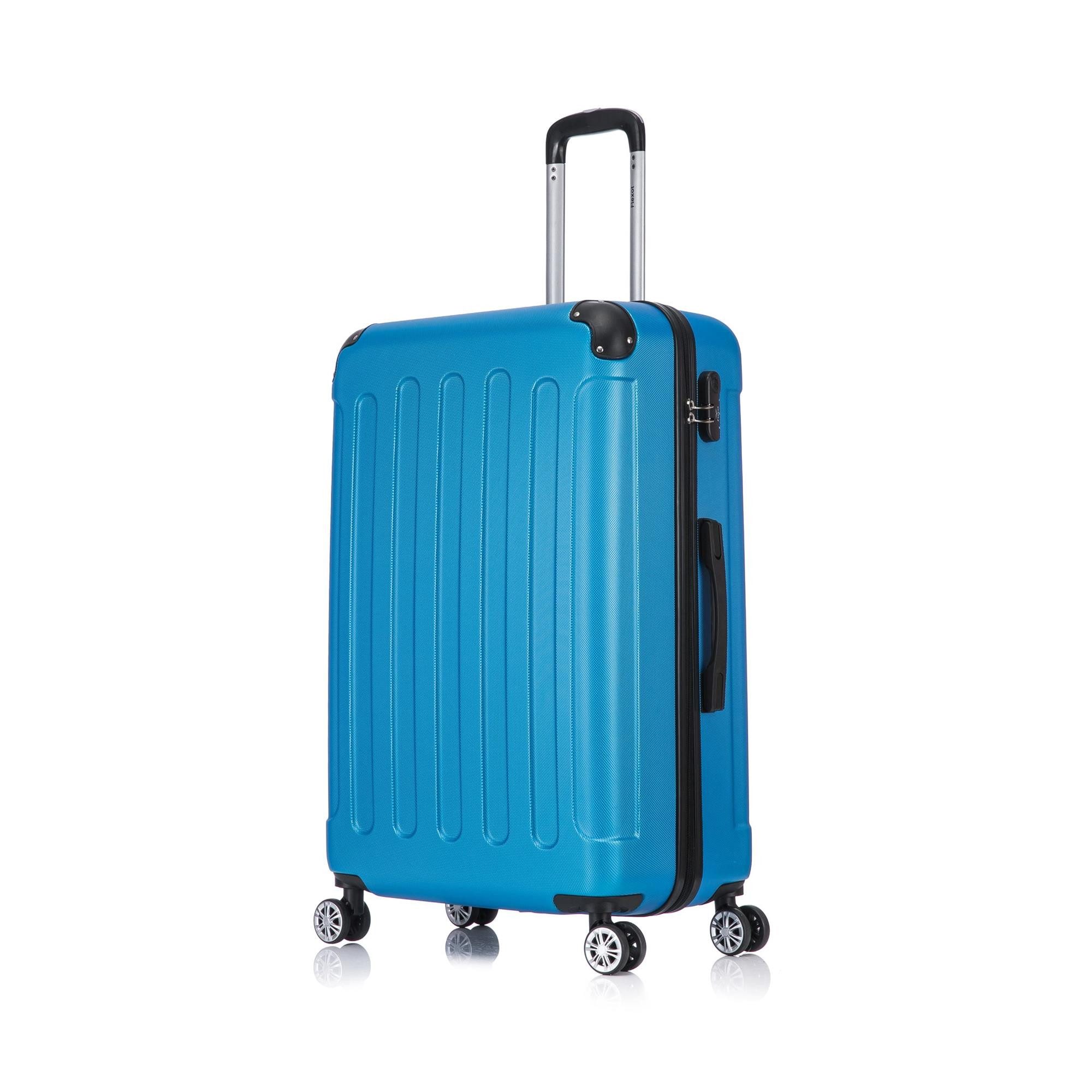 Flexot Hartschalen-Trolley F-2045 Kofferset, 360° Rollen, robuster Reisekoffer, Bordcase, 4 Rollen, Robuster und moderner Koffer mit vier 360° Rollen und Zahlenschloss