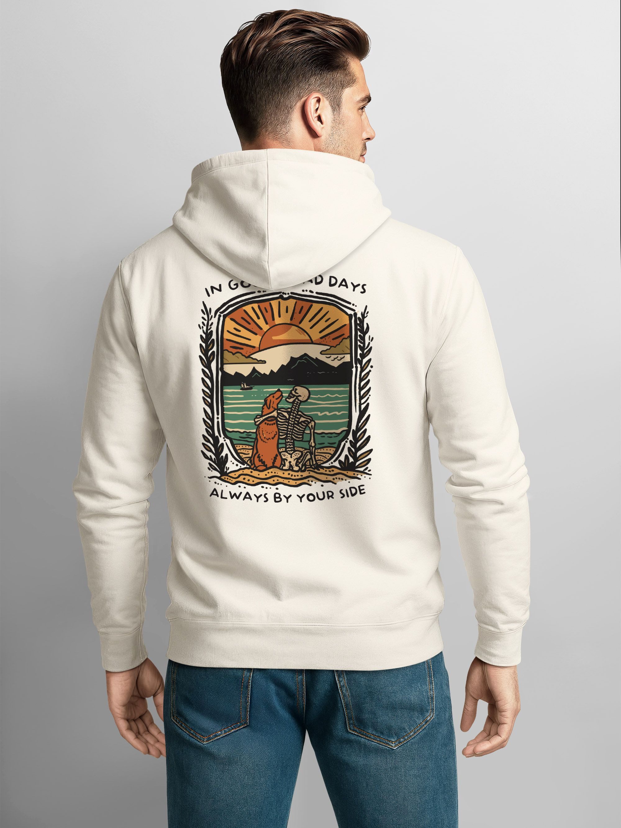 Neverless Hoodie Herren Hoodie Backprint Hund Freundschaft Aufdruck Outdoor günstig online kaufen
