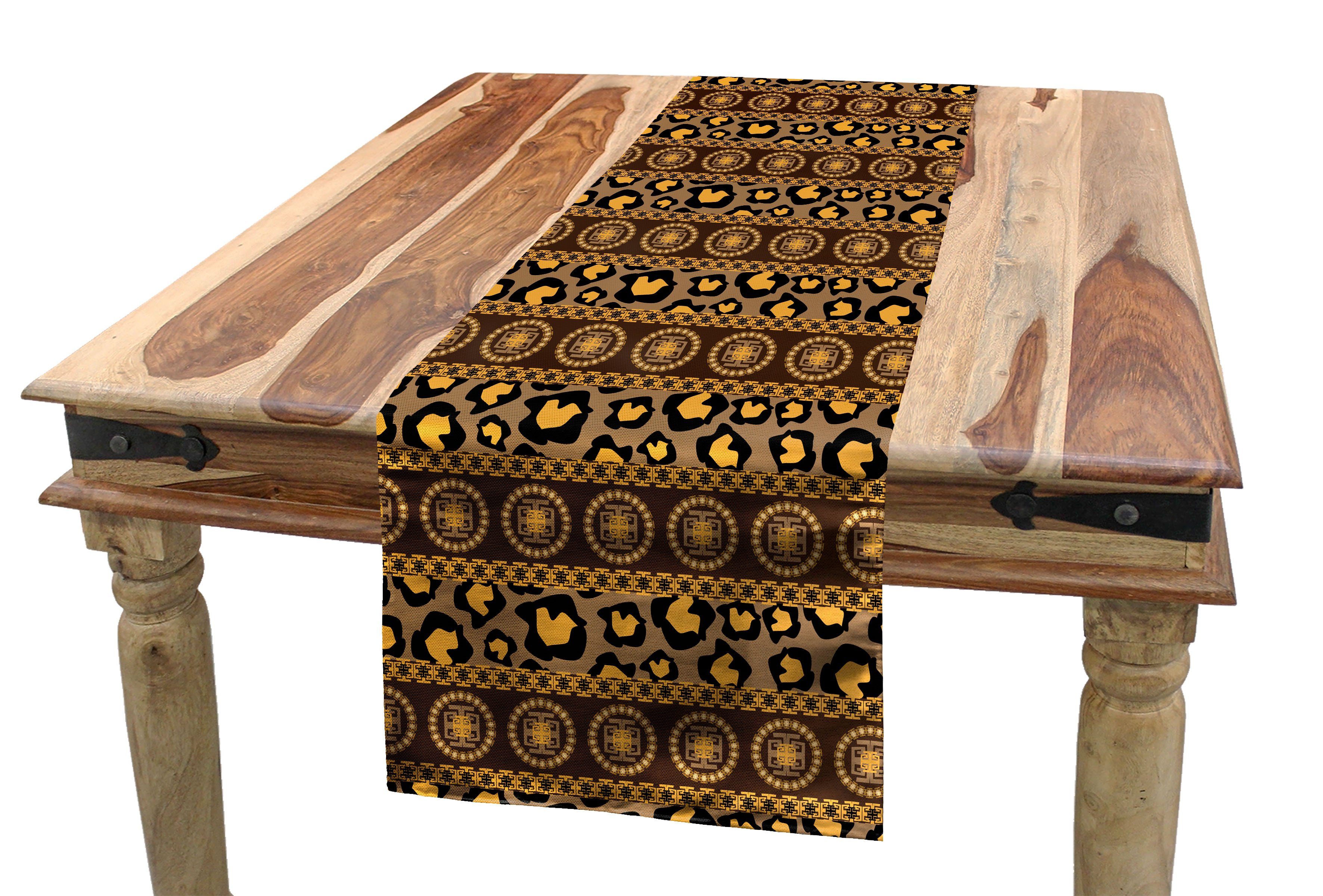 Abakuhaus Tischläufer Esszimmer Küche Rechteckiger Dekorativer Tischläufer, afrikanisch Leopard-Haut-Verzierungen
