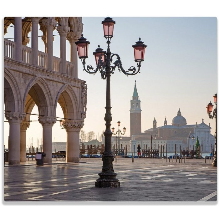 Wallario Herd-Abdeckplatte Venedig - Dogenpalast Markusplatz und die Kirche San Giorgio Maggiore II ESG-Sicherheitsglas (Glasplatte 1 tlg. inkl. 5mm Noppen) verschiedene Größen