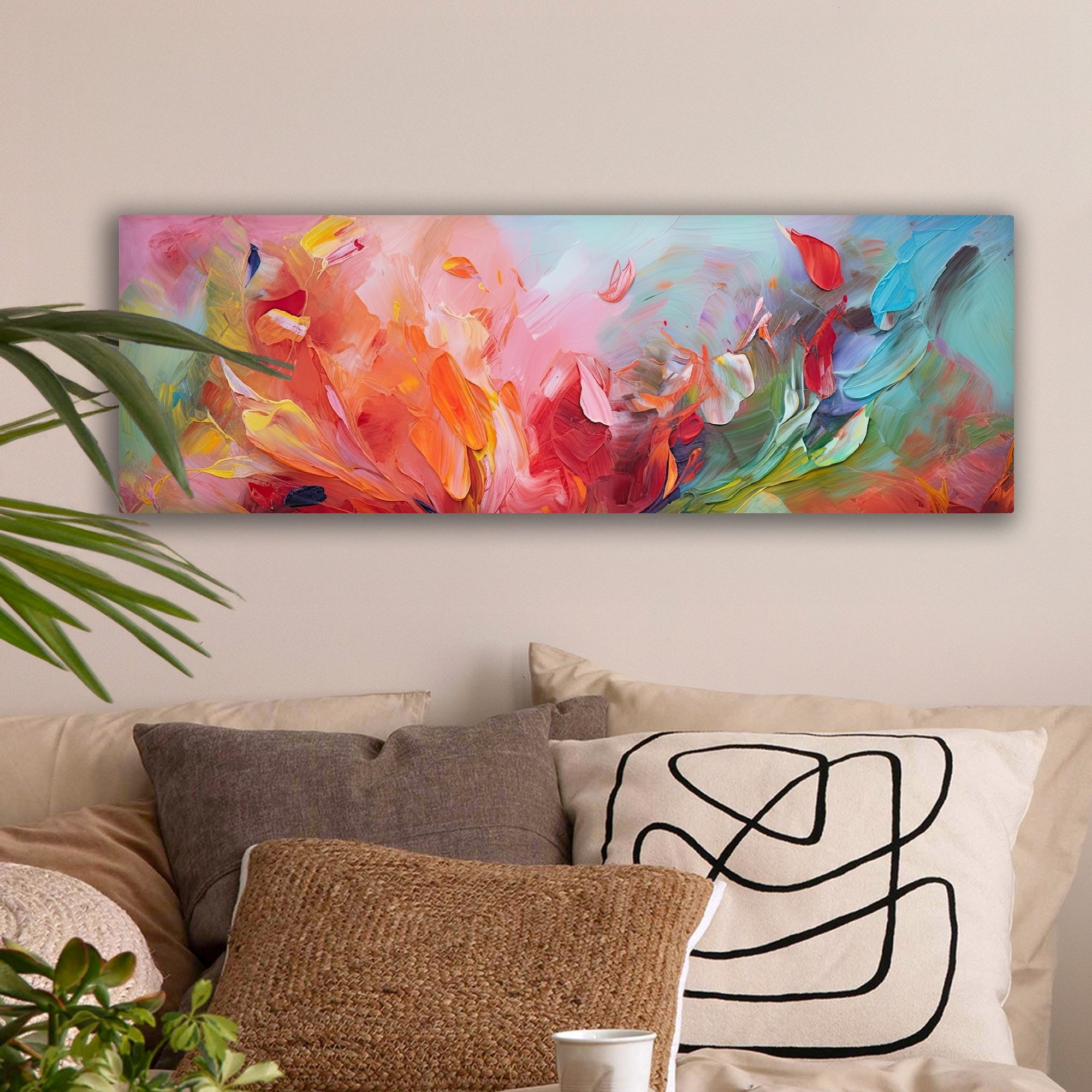 OneMillionCanvasses® Leinwandbild Panorama Ölfarbenoptik - Kunst - Abstrakt günstig online kaufen