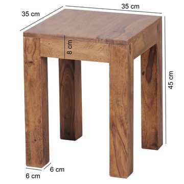 möbelando Beistelltisch Beistelltisch MUMBAI Massiv-Holz Sheesham 35 x 35, Beistelltisch MUMBAI Massiv-Holz Sheesham 35 x 35 cm Wohnzimmer-Tisch Design dunkel-braun Landhaus-Stil Couchtisch