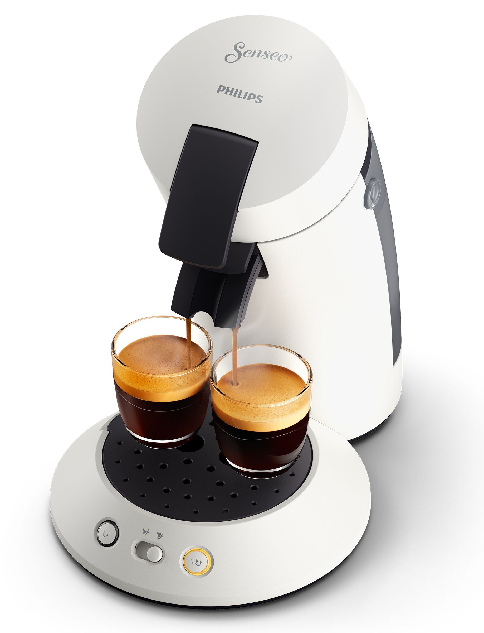 Philips Senseo Kaffeepadmaschine Original €5,-UVP) aus Gratis-Zugaben recyceltem 80% Plastik, CSA210/10, Plus Memo-Funktion, (Wert Kaffeespezialitäten, +3