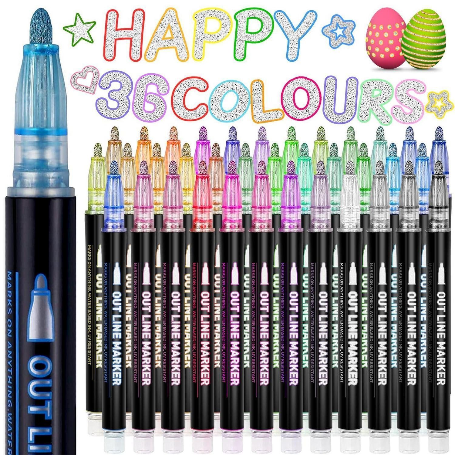LuxusKollektion Buntstift Glitzerstifte 36 Farben Outline Kinder ab 6