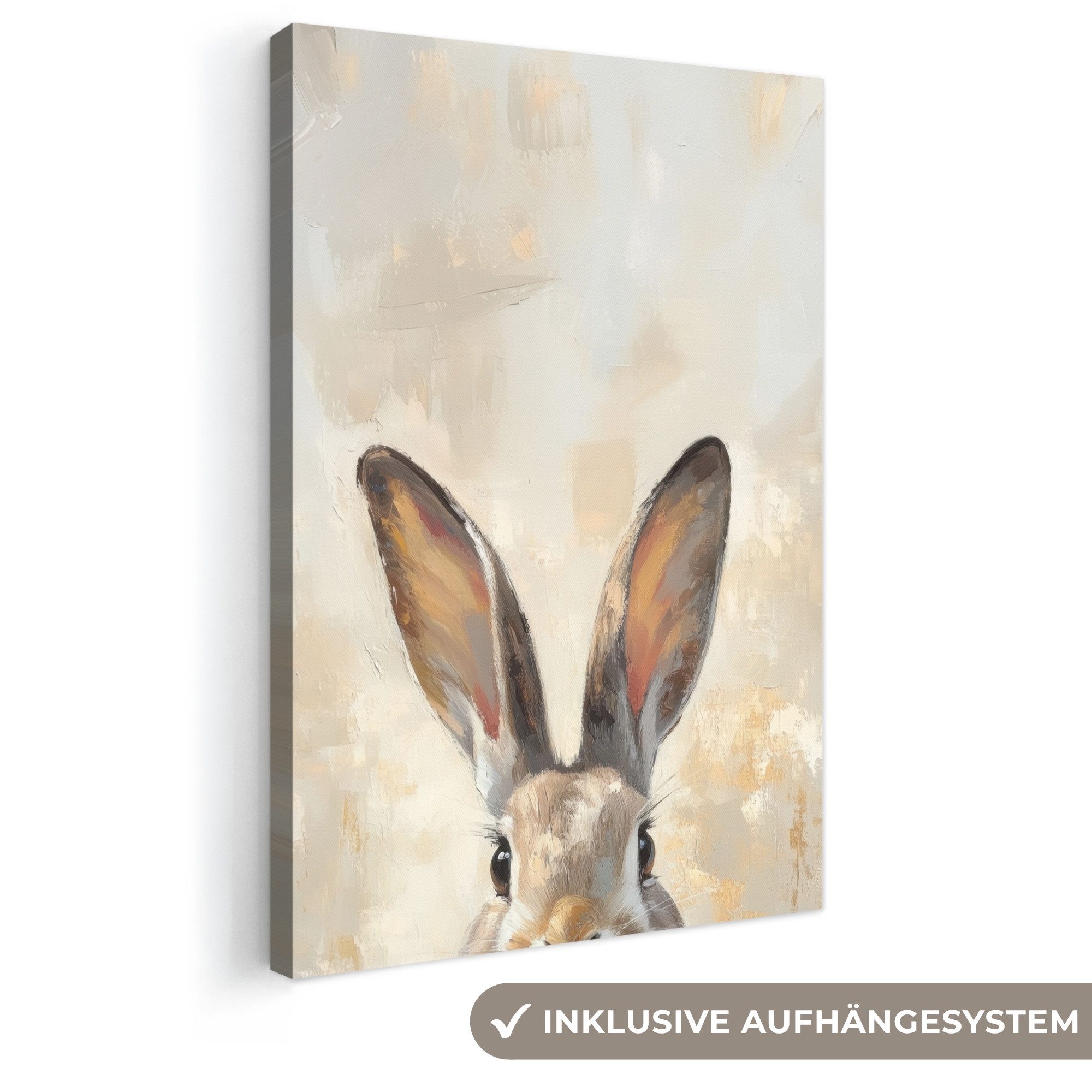 OneMillionCanvasses® Leinwandbild Hase - Ohren - Braun - Ostern Deko, Fotodruck (1 St), Leinwand Canvas Wandbild, Wanddekoration 20x30 cm