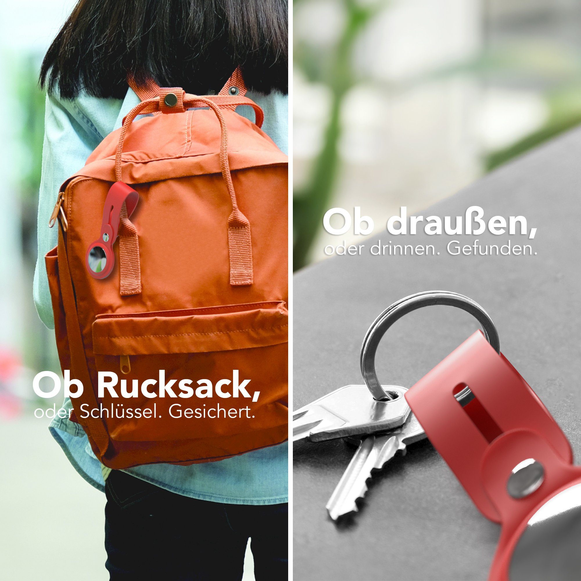 EAZY CASE Schlüsselanhänger Anhänger kompatibel mit Apple AirTag, Schutzhülle Airtags Hülle mit Silikon Schlaufe Tracker Case Rot – Bild 4 von 5