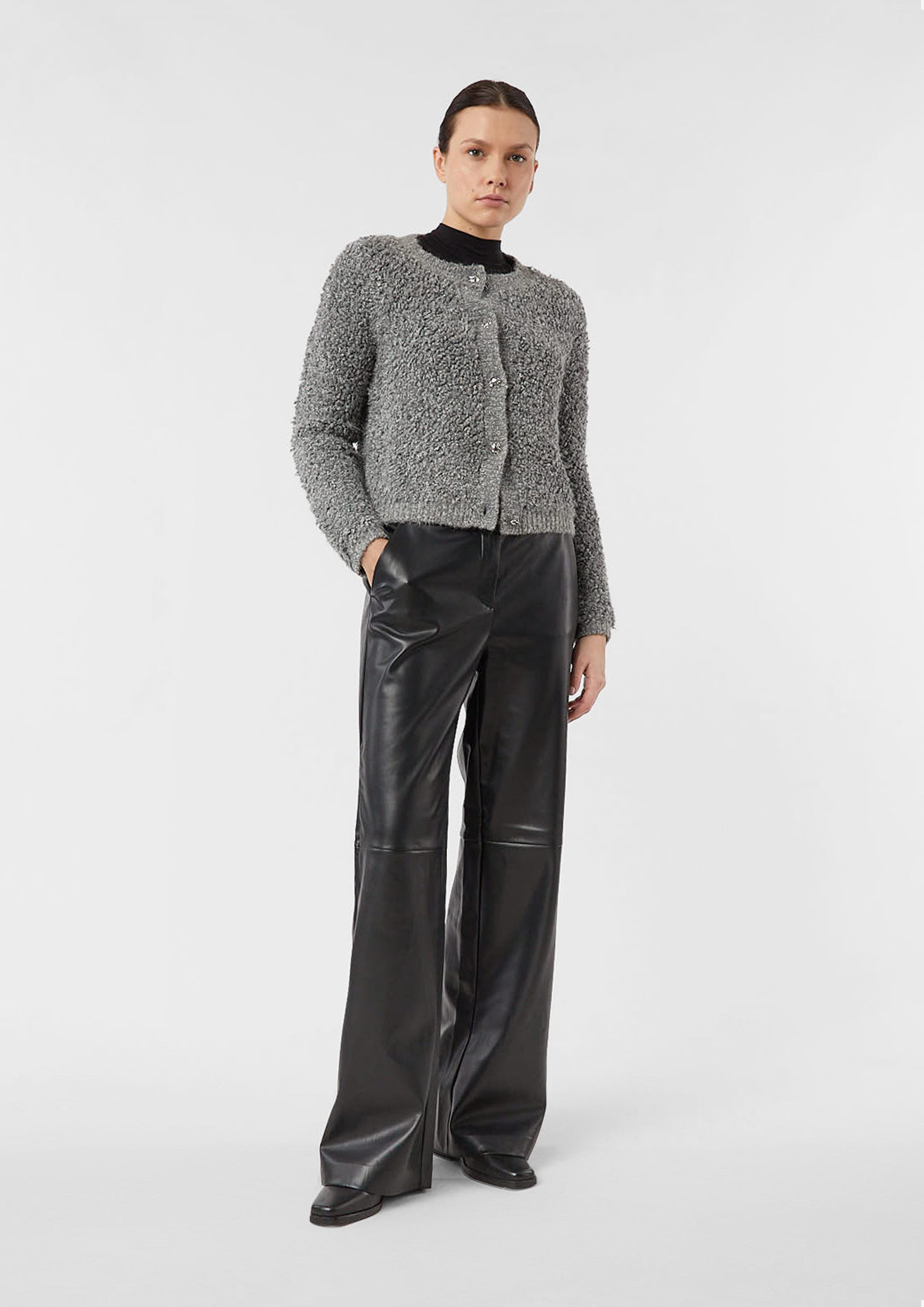 comma Chinos Hose Wide-Leg-Hose aus Kunstleder günstig online kaufen