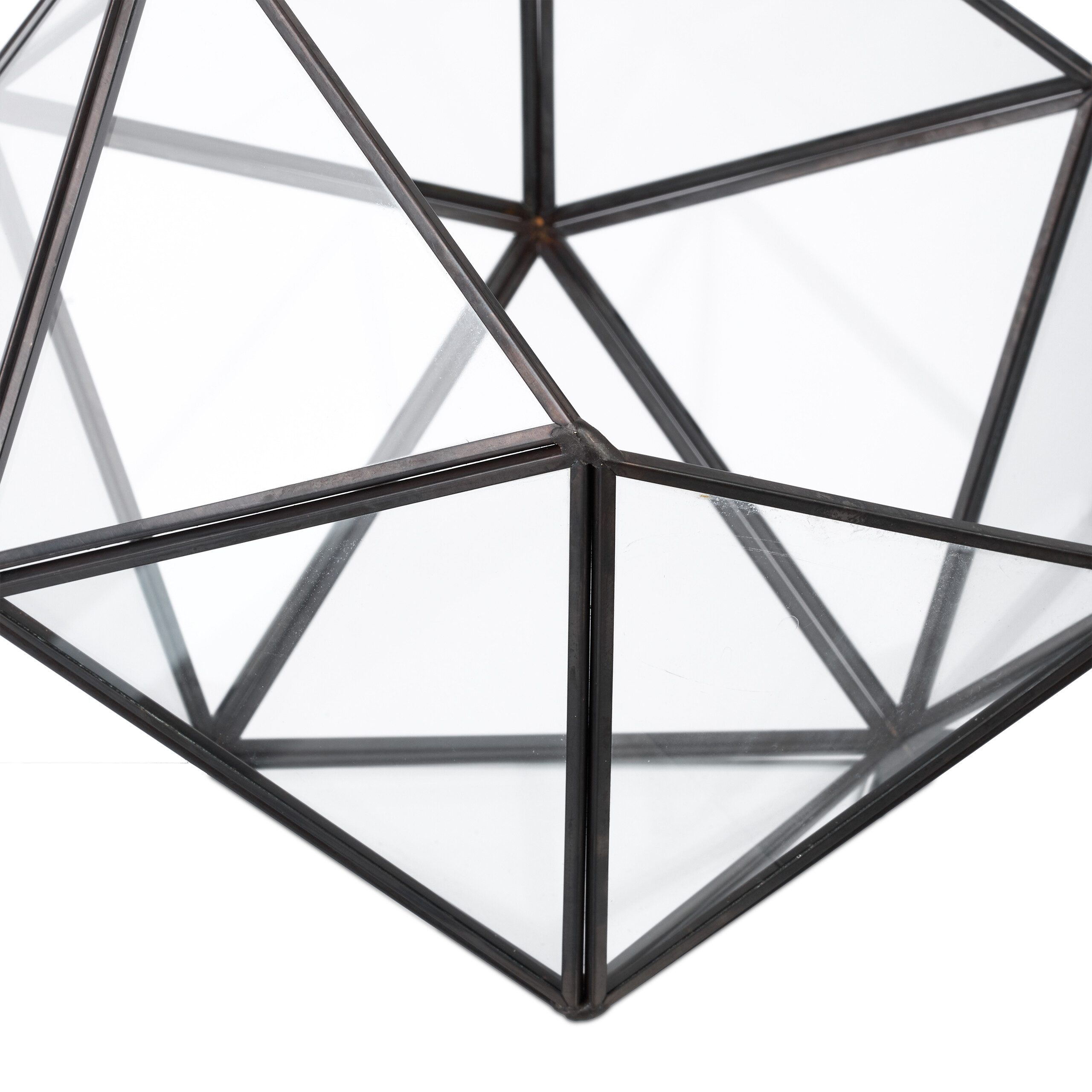 relaxdays Dekovase Geometrisches Pflanzenterrarium aus Glas (1 St), schwarz