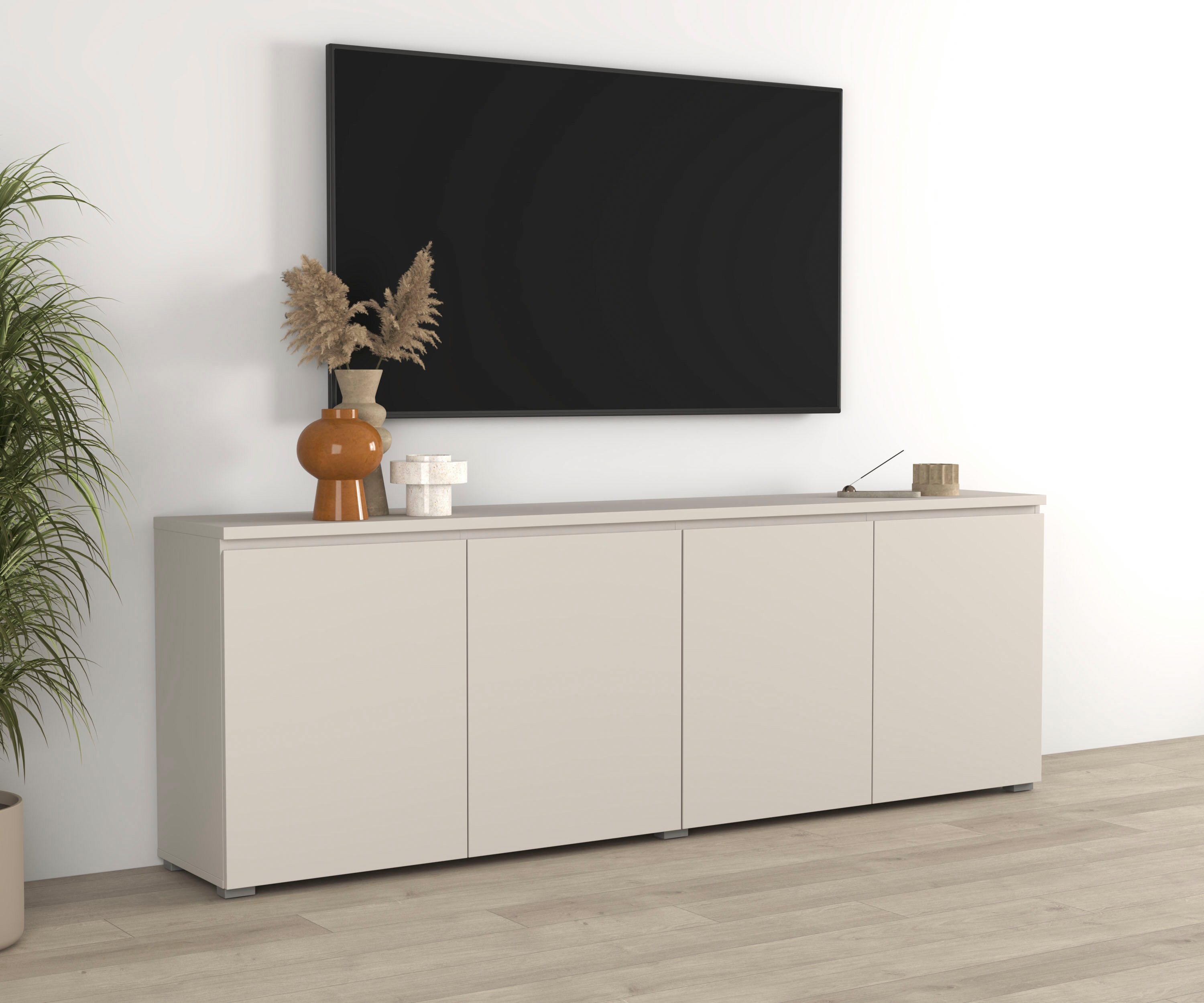 OTTO home Sideboard Modo, Breite 200 cm, moderne grifflose Kommode 4Türen, Anrichte mit viel Stauraum, Einlegeböden verstellbar