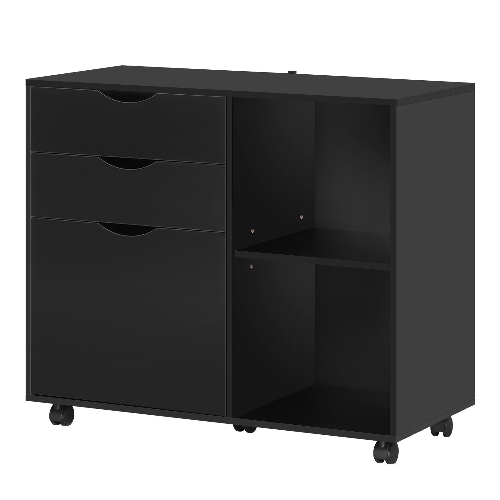 Woltu Rollcontainer, Aktenschrank mit 3 Schubladen, 5 Rollen, Büroschrank