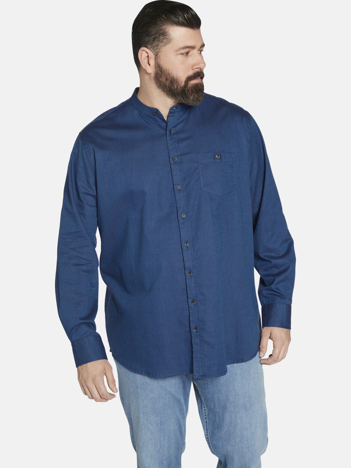 EARL aus Colby Strukturware Langarmhemd Charles ALEC dunkelblau eleganter