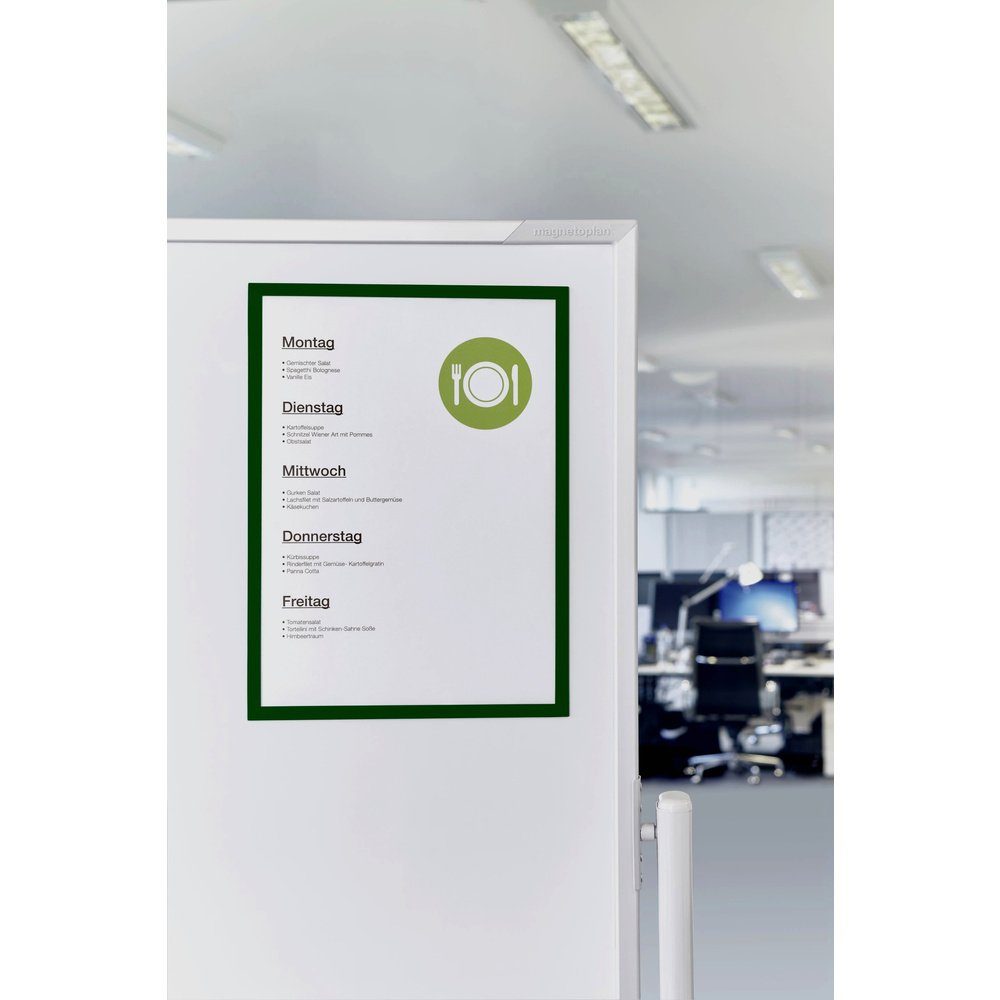 magnetoplan® Magnettafel magnetoplan 1130305 Magnetrahmen Grün DIN A4