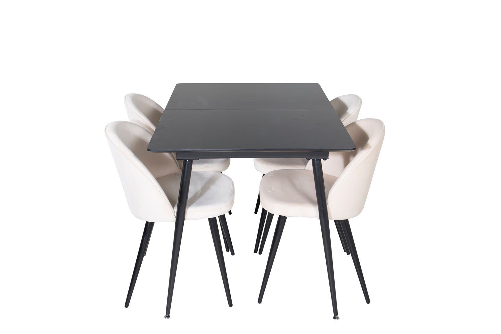 ebuy24 Essgruppe SilarBLExt Essgruppe Esstisch ausziehbarer Tisch L, (5-tlg) schwarz;beige;schwarz
