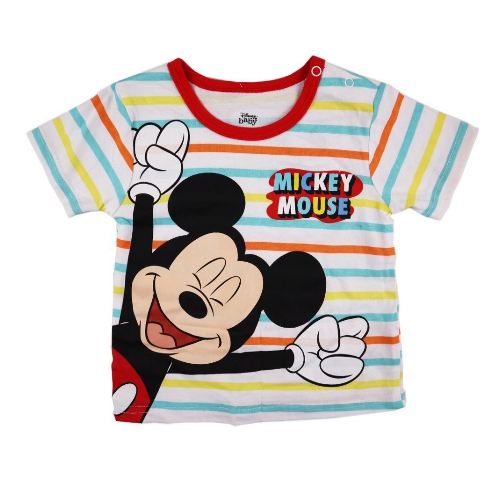 kurzarm Mickey Disney 100% 80, und Rot Baumwolle Maus Baby Gr. Shorts 74 bis T-Shirt Print-Shirt