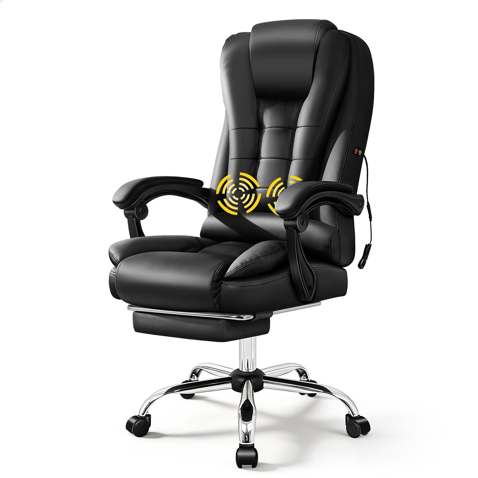 ALFORDSON Bürostuhl Gaming-Stuhl, Massage-Computerstuhl mit Wippfunktion, mit verstellbaren Armlehnen, höhenverstellbar, Schwarz