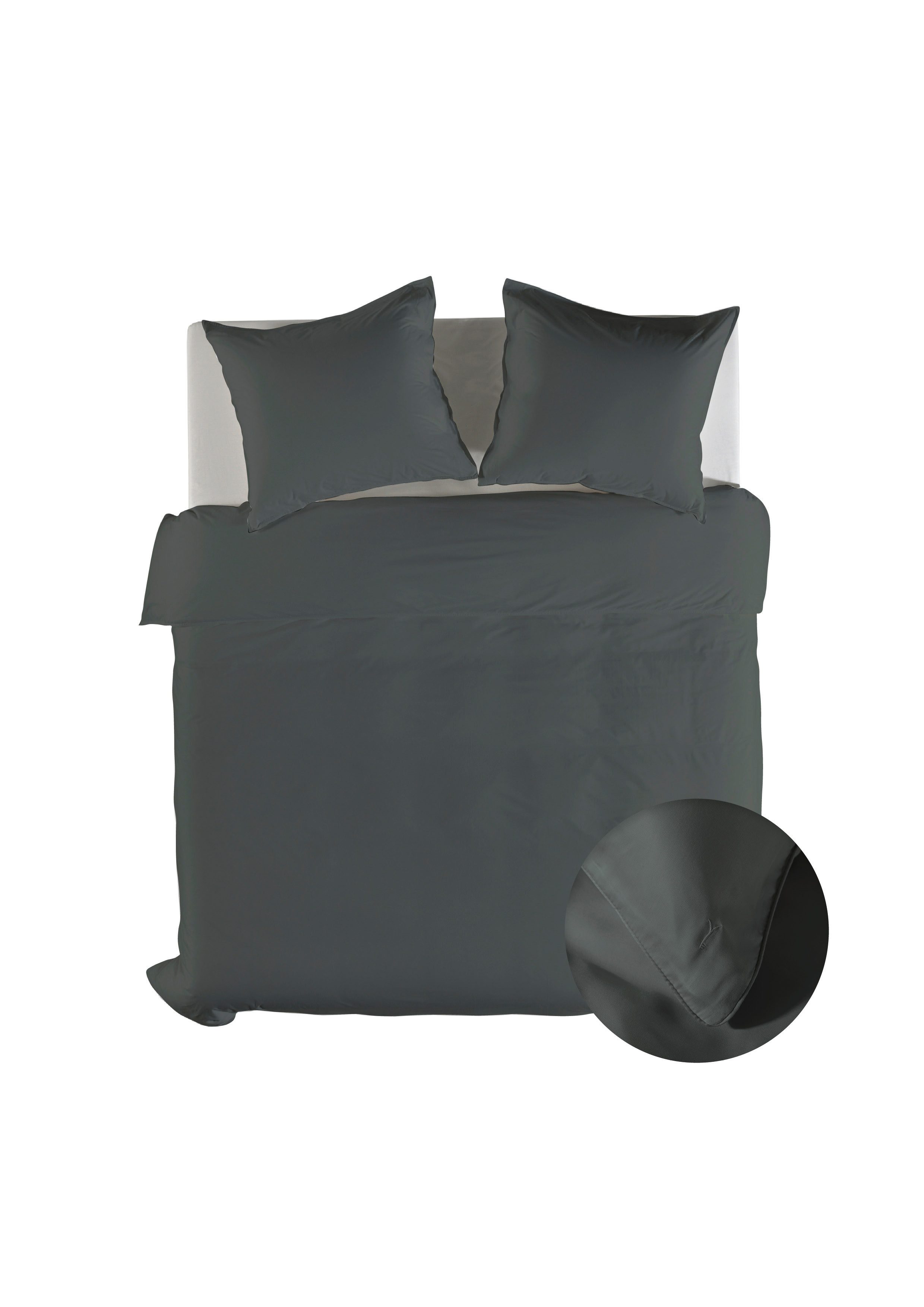 YELLOW Bettwäsche Suite New York Dbo 240 Beluga Grey 240x220 Beluga-Grey Uni, Mischgewebe, 3 teilig, Bettwäsche 240x220 Baumwolle Mischgewebe Uni Hotelverschluss