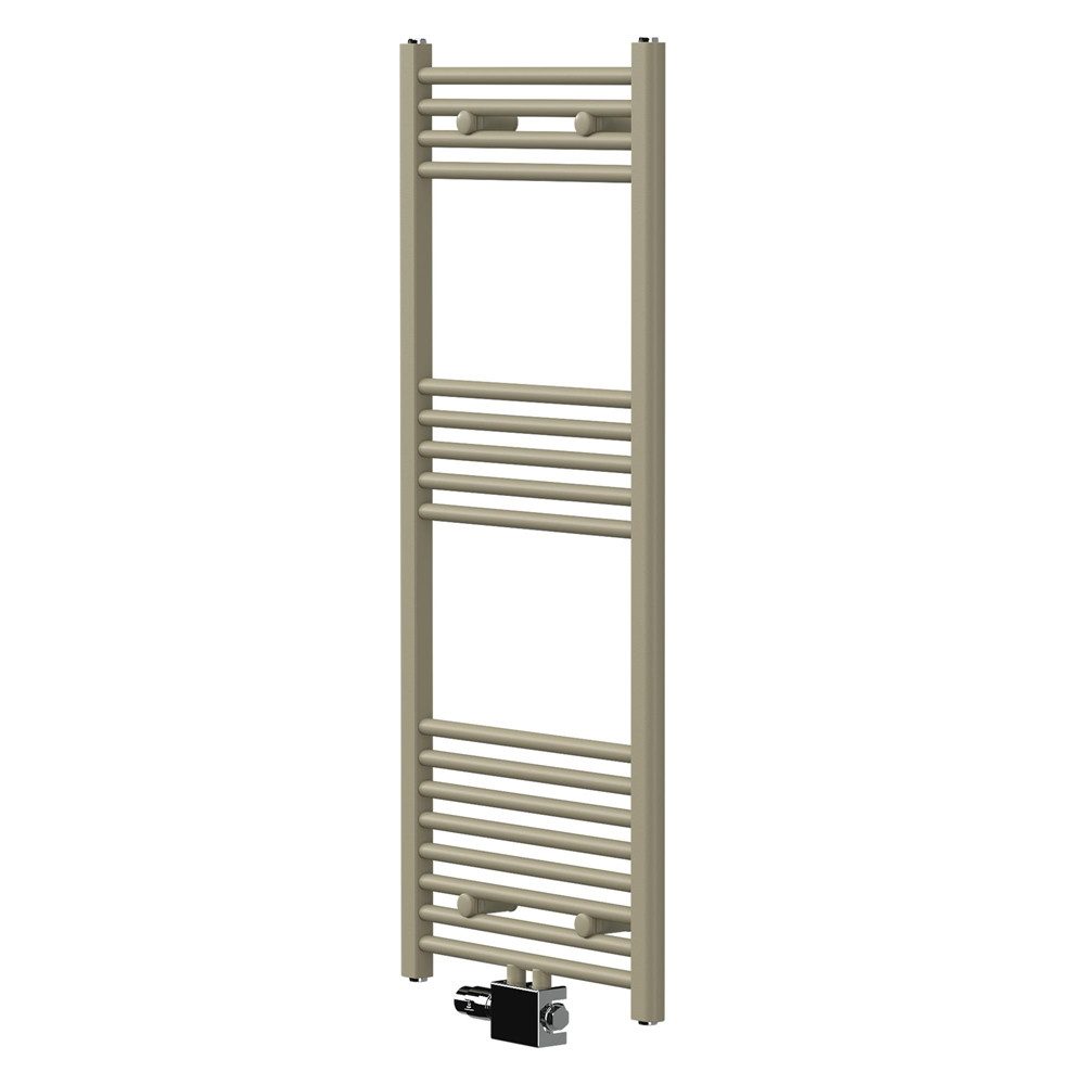 LuxeBath Badheizkörper Handtuchheizkörper mit Ventil-Armaturen Badheizkörper gerade Beige, Handtuchtrockner 500x1200 mm Mittelanschluss mit Universal-Garnitur