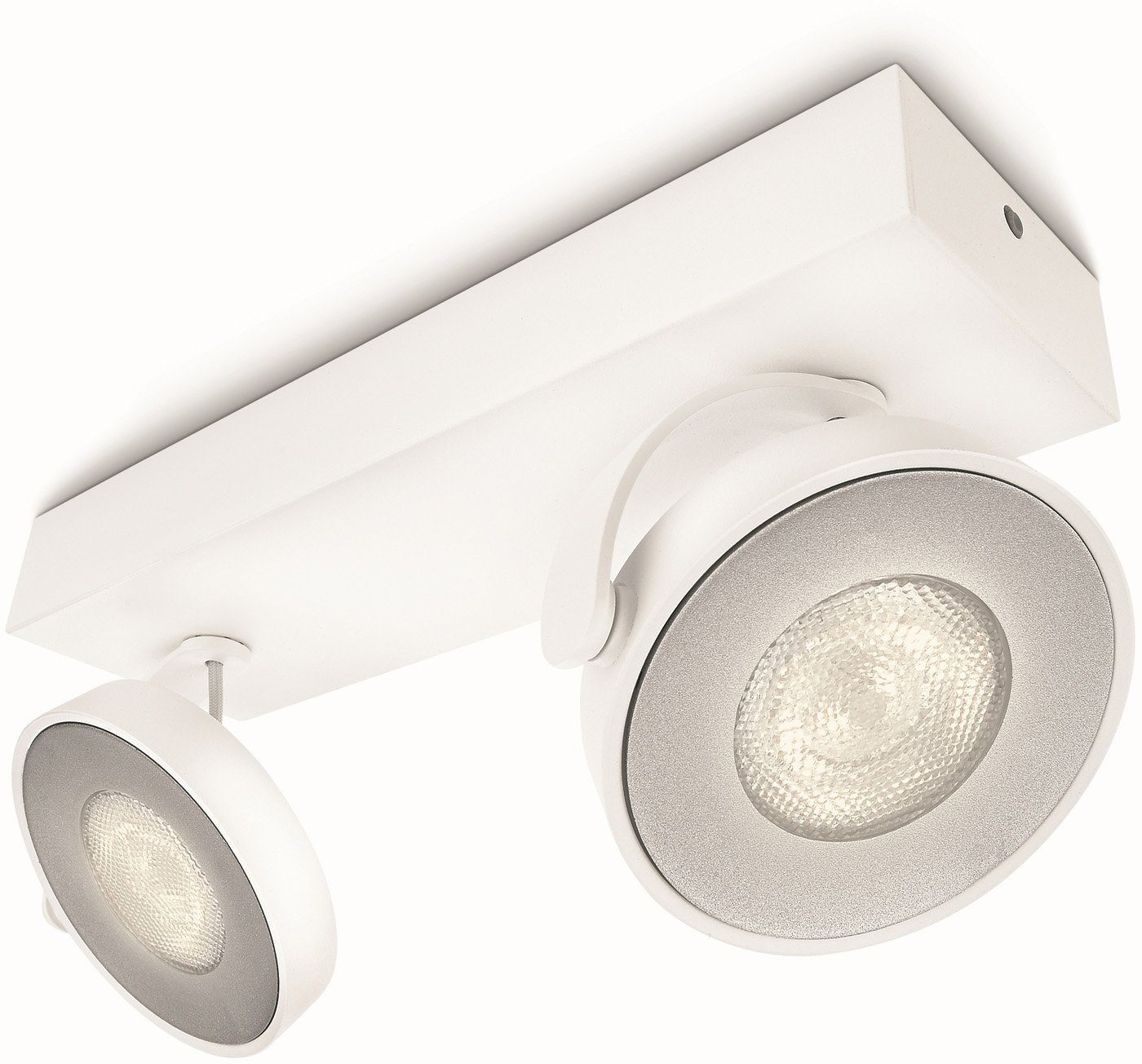 fest WarmGlowDimmen Spot integriert, Wohnzimmerstrahler Philips 1000lm 2flg LED LED Warmweiß, Clockwork, Weiß, Deckenspot