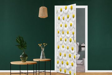 MuchoWow Türtapete Ein florales Muster aus Gänseblümchen, Matt, bedruckt, (1 St), Fototapete für Tür, Türaufkleber, 75x205 cm