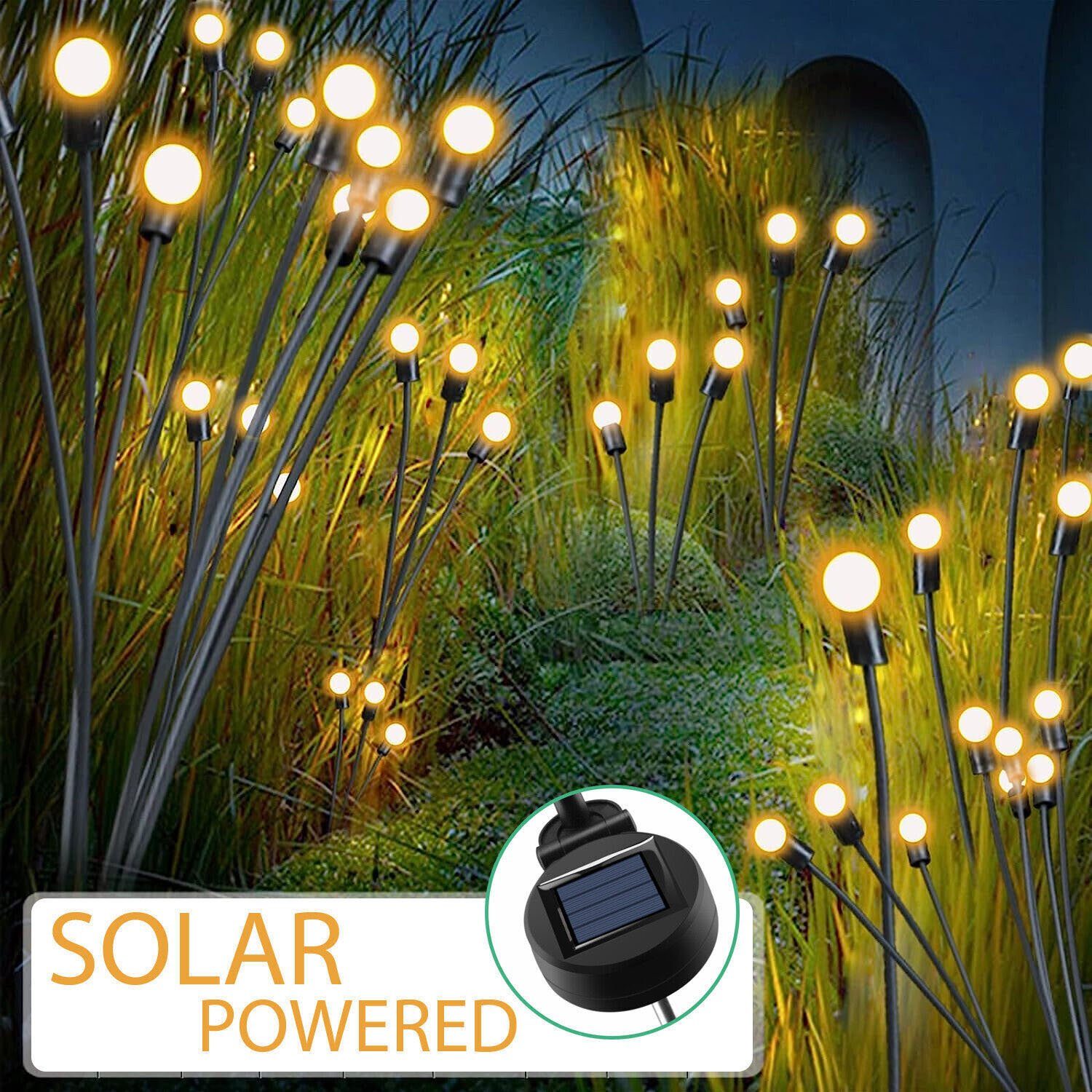 Glühwürmchen Warmweiß, Glühwürmchen-Lichter, oyajia fest LED IP65 für LED Stück Schwankende 2 Außen, Solarlampen Solarleuchte integriert, Solarleuchten, für 8 Solar Wasserdichte LEDs Garten,Hof,Terrasse