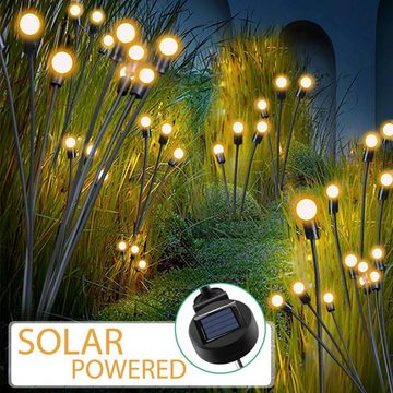 oyajia LED Solarleuchte Solarlampen für Außen, 8 LEDs Schwankende Solar Glühwürmchen-Lichter, LED fest integriert, Warmweiß, IP65 Wasserdichte Glühwürmchen Solarleuchten, für Garten,Hof,Terrasse