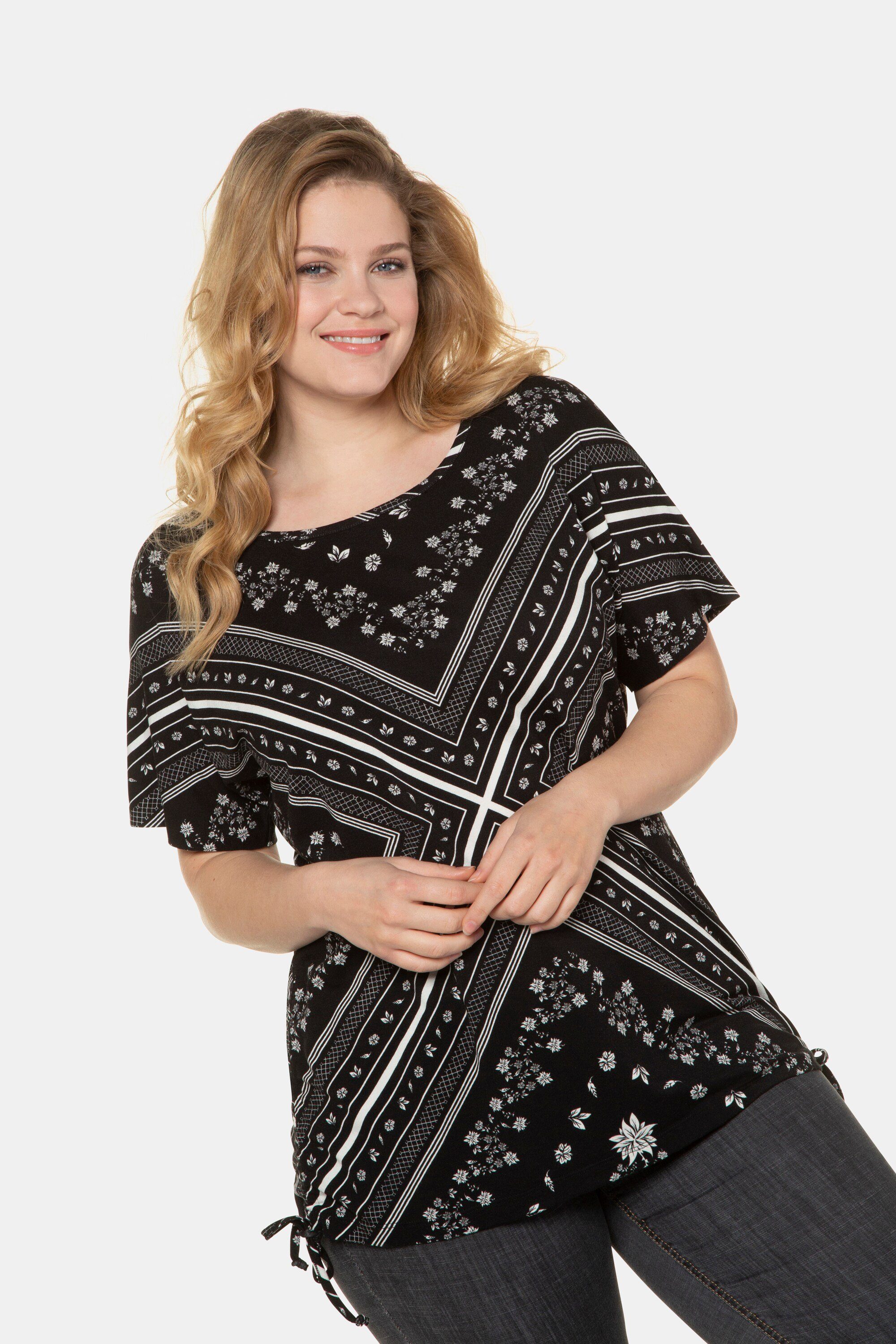 Oversize-Shirt T-Shirt Carree-Muster Oversized Saumband