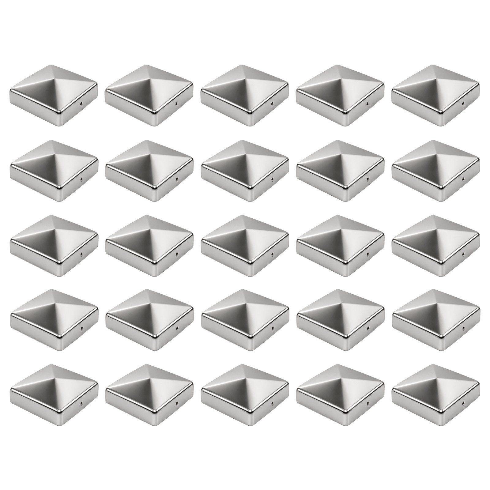 Holmwerk Pfostenkappe Edelstahl 101 mm Pyramide Abdeckkappe für Pfosten 10 x 10 cm Zaunpfahl (25 St., 25er Set)