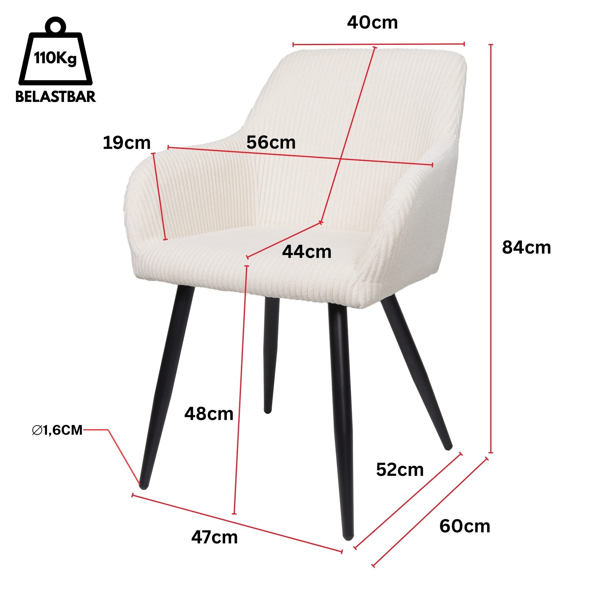 Albatros International Esszimmerstuhl Esszimmer Stühle 2 er Set SILA, Stuhl Stühle Esszimmerstühle, Küche (2er Set Beige, Cord Bezug), Küchenstuhl Küchenstühle Essstühle für den Esstisch Ess Stühle