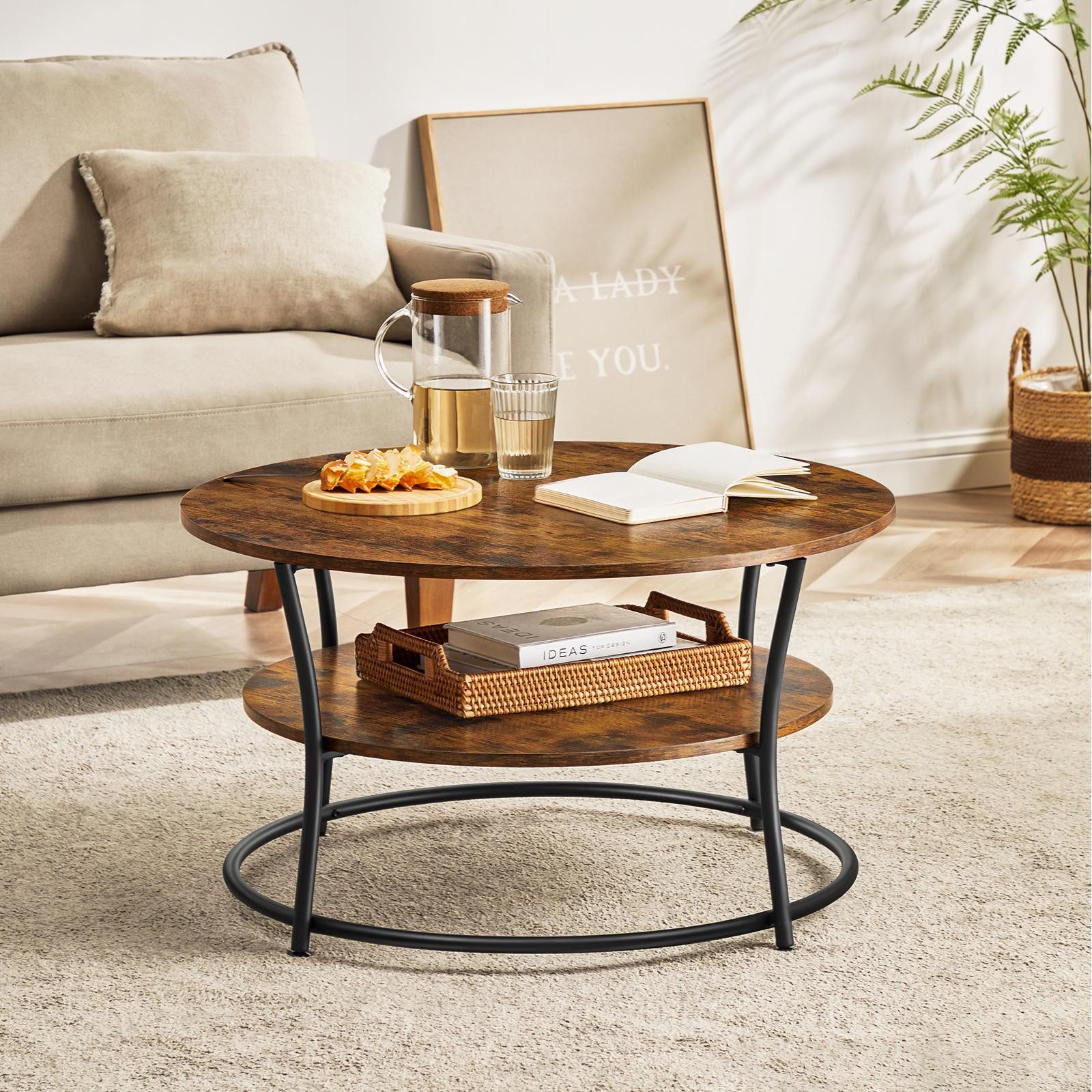 VASAGLE Couchtisch, Wohnzimmertisch, Sofatisch, Ø 80 x 45 cm, einfacher Auf günstig online kaufen