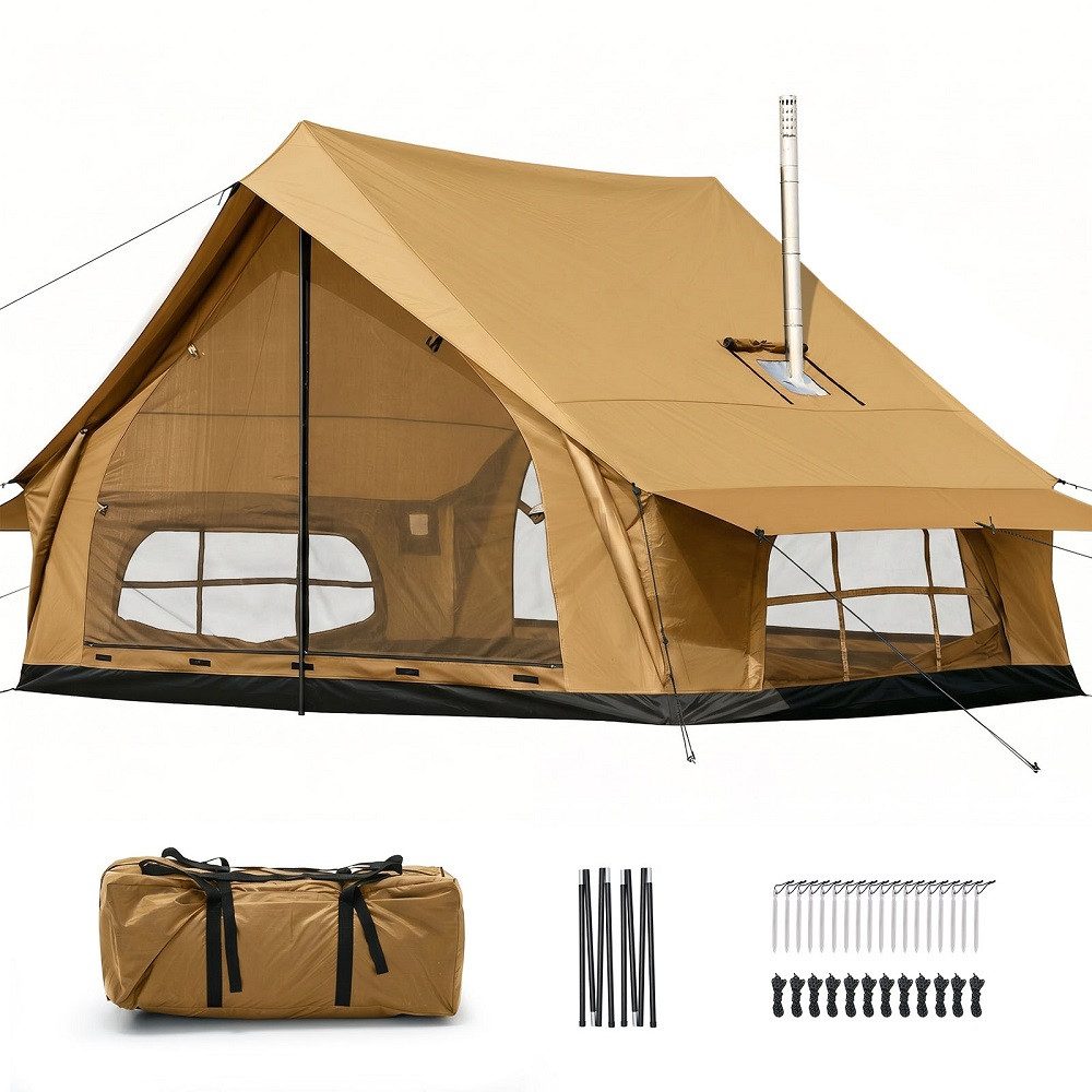 Meulbaty aufblasbares Zelt Campingzelt 300x210x200cm Schnell aufzubauendes, tragbares Zelt, Personen: 4 (1 tlg., mit Luftpumpe, Kaminöffnung, Gampingzelt aus Oxford-Stoff), Air Glamping Zelte für 4 Jahreszeiten Camping