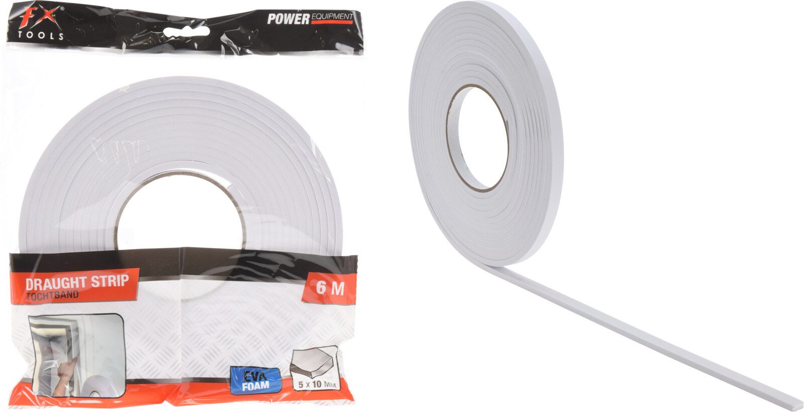 Koopman Dichtungsband 1 cm Türdichtung 6 Meter Zugluft Staubdichtung, (Stück, 1-St., Packung), auf Rolle, 1cm breit, Weiß, 0,5cm Stärke, einseitig klebend – Bild 4 von 4