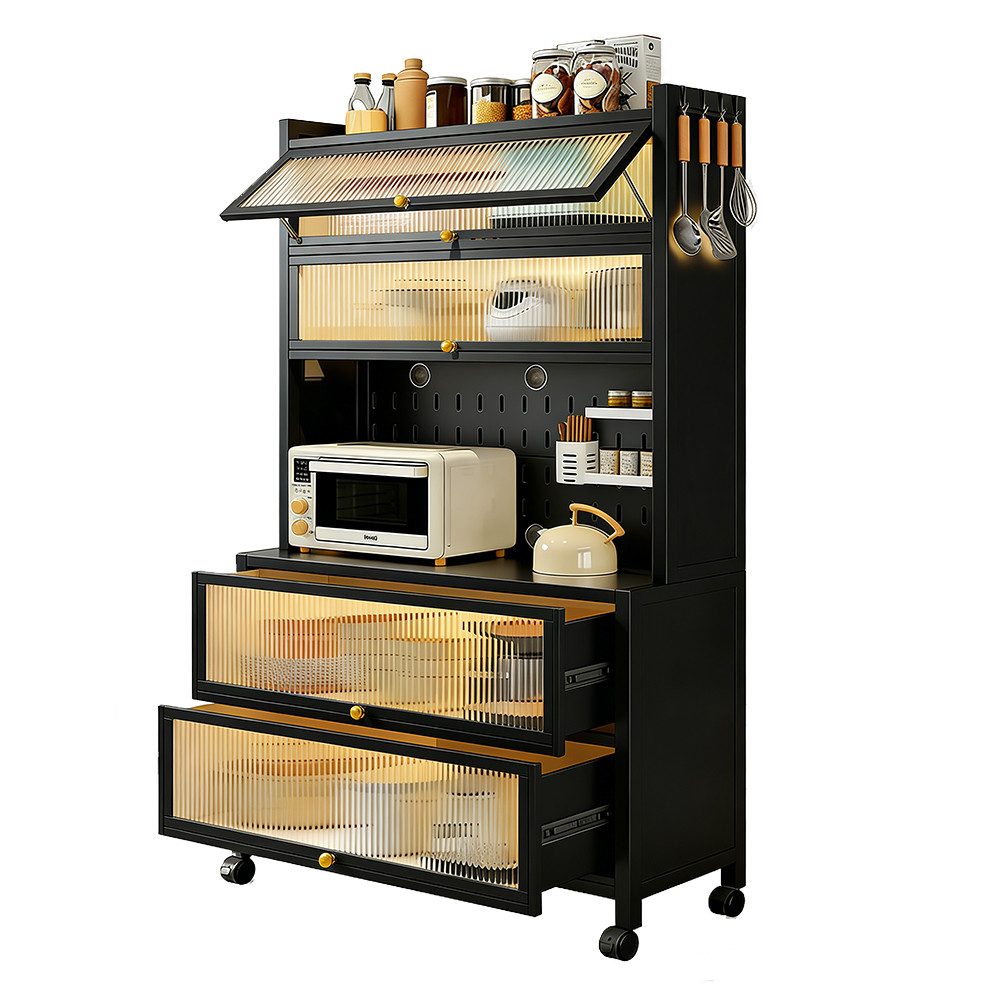 Küchenbuffet Küchenschrank, Buffetschrank Hochschrank mit Schublade, 100x42x180 cm