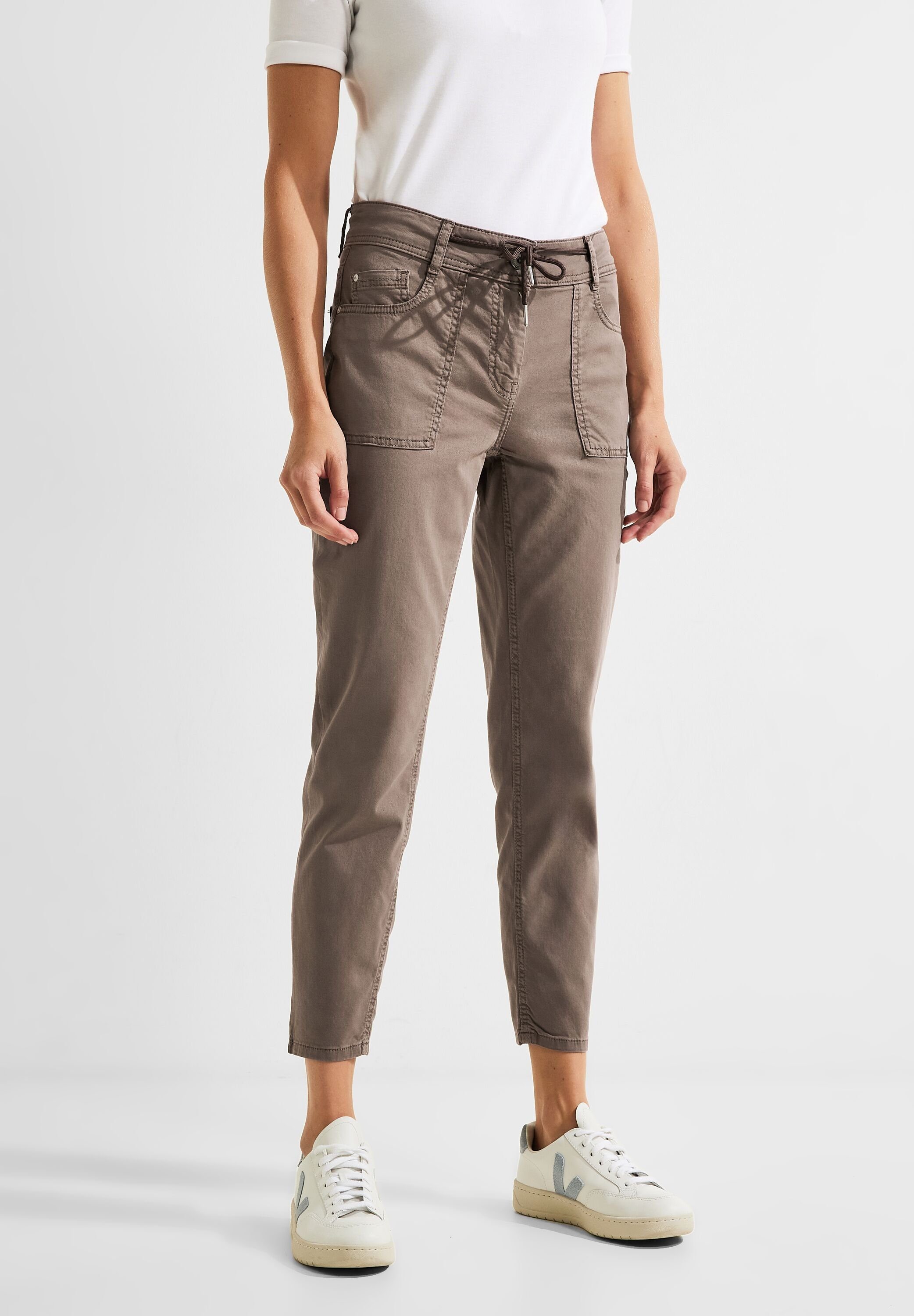 5-Pocket-Style taupe Stoffhose sporty Cecil