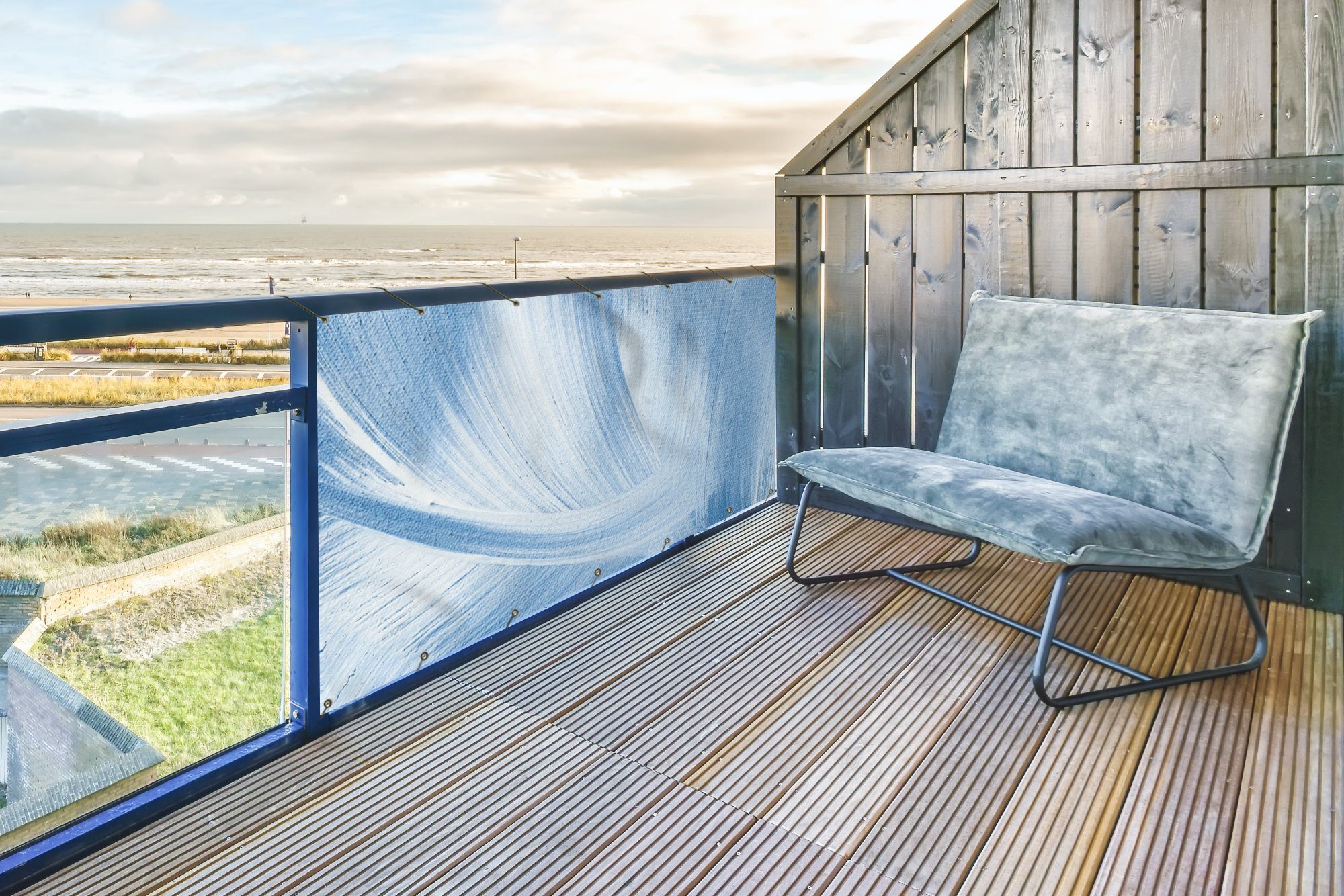 MuchoWow Balkonsichtschutz Blau - Acrylfarbe - Gestaltung (1-St) Balkon Sichtschutz 90x200, Windschutz für Zaun PVC, 200x90 cm