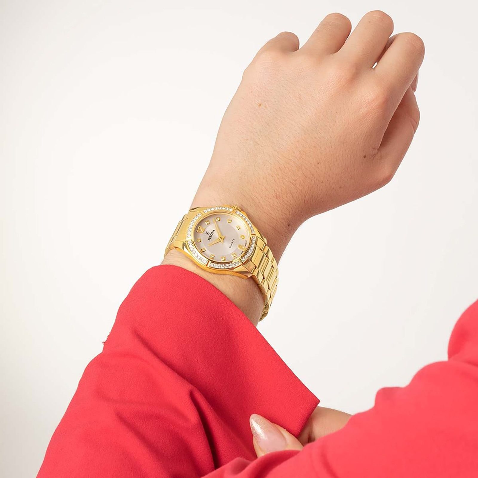 Festina Quarzuhr Festina Damenuhr Mademoiselle, (Analoguhr), Damen Armbanduhr rund, Edelstahlarmband gold, Fashion