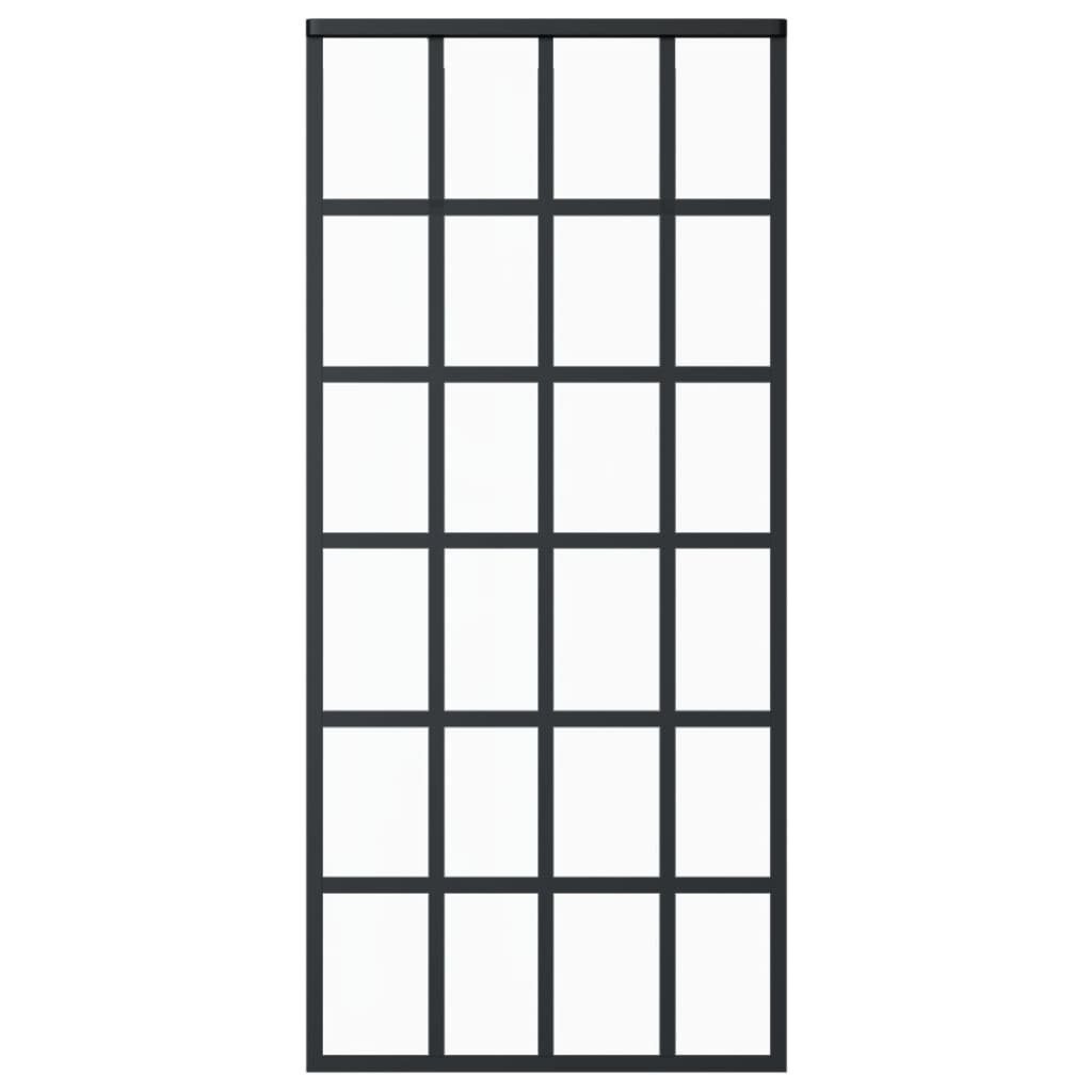 vidaXL Zimmertür Schiebetür ESG-Glas und Aluminium 90x205 cm Schwarz