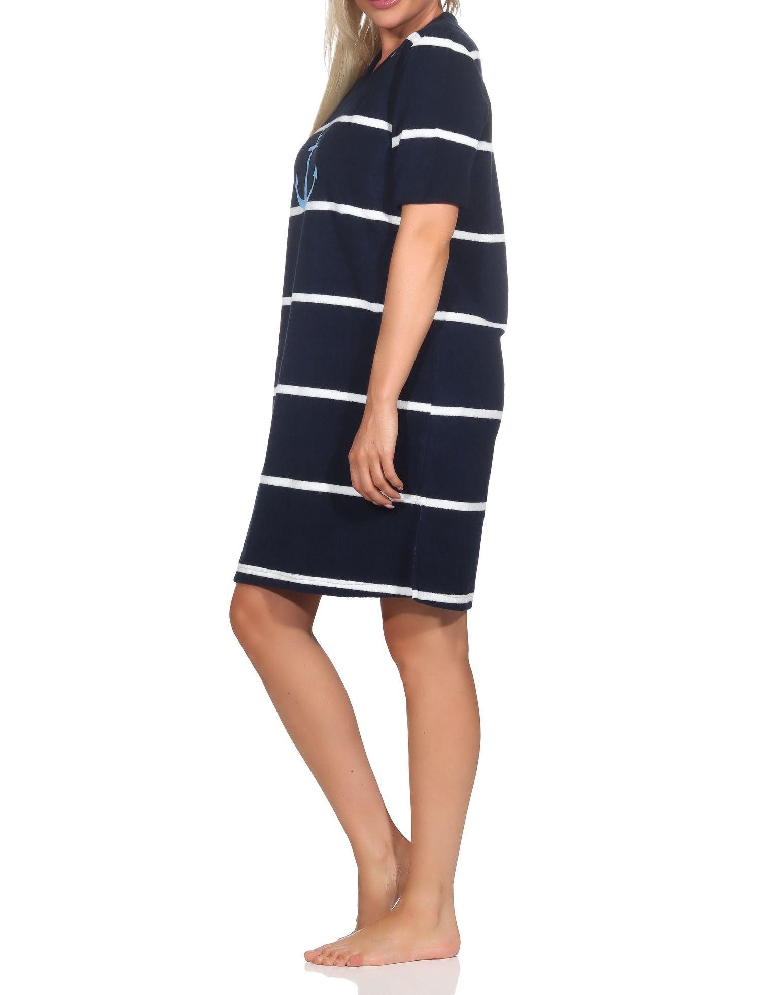 Normann Nachthemd Damen Nachthemd in maritimer Optik mit Anker Motiv –auch in Übergröße