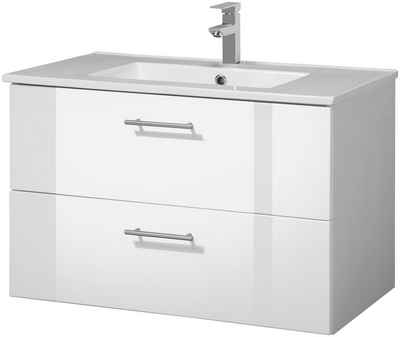 HELD MÖBEL Waschtisch Trento Badezimmerschrank mit Becken Bestseller, Badmöbel in Breite 80 cm, Waschplatz mit 2 Schubladen, Badschrank