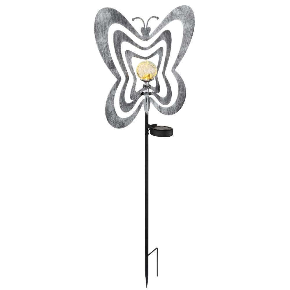 GLOBO LIGHTING LED Solarleuchte, LED-Leuchtmittel fest verbaut, Warmweiß, LED Solarleuchte Gartenlampe Außenleuchte silbergrau Glaskugel H 83 cm
