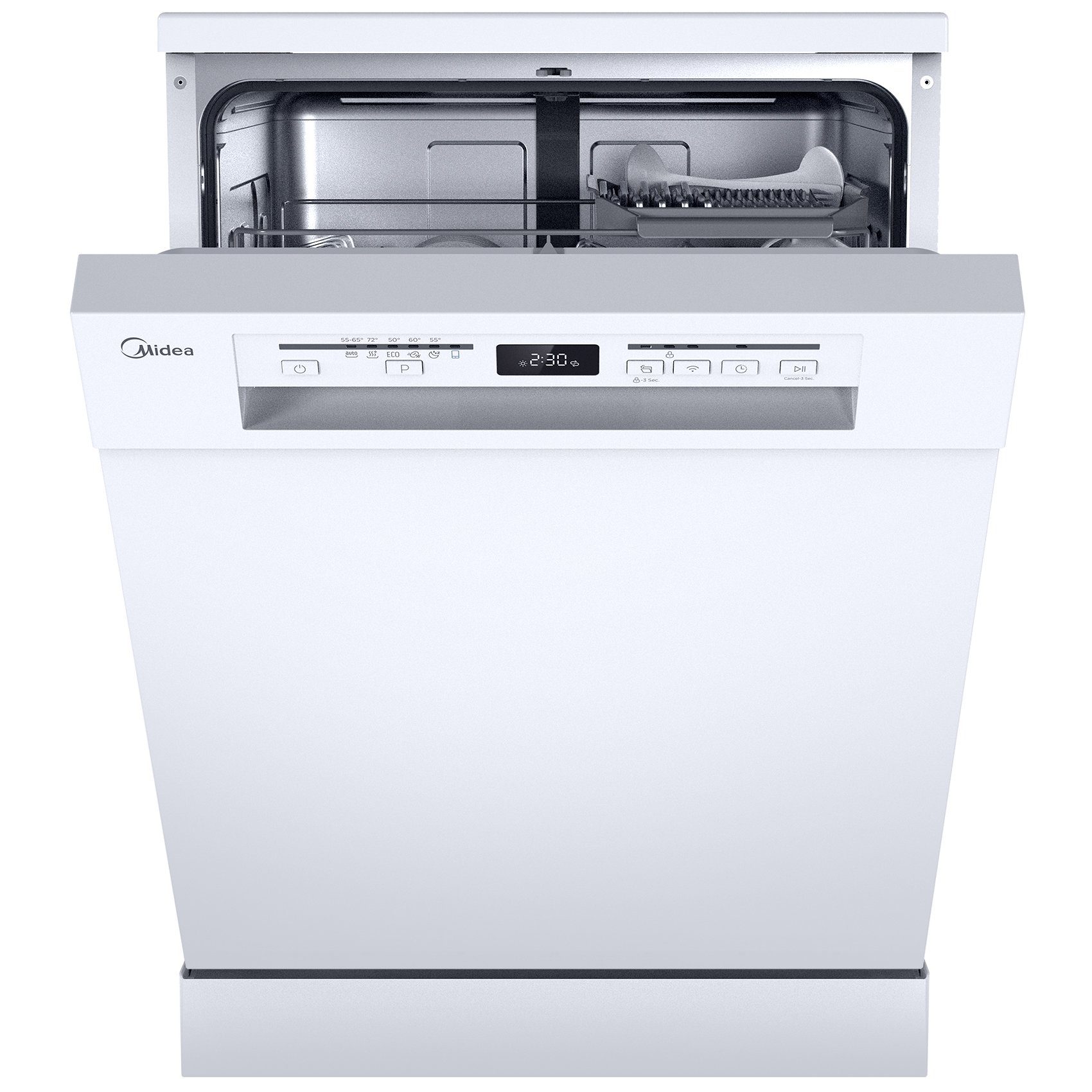 Midea Standgeschirrspüler Serie 5 SF 5.45NW10C, 14 Maßgedecke, 44dB, IOT, Golden Hygiene Certificate, 1-24H Delay Start, Half Loading