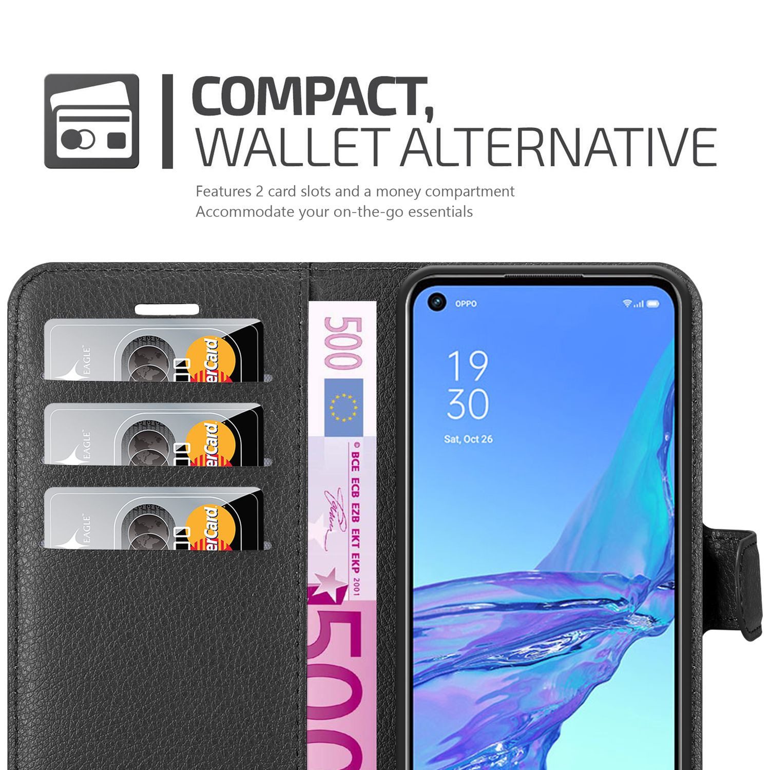 Cadorabo Handyhülle für Oppo A53 Hülle Oppo A53, Hülle Schutzhülle mit Standfunktion, Kartenfach und Magnetverschluss