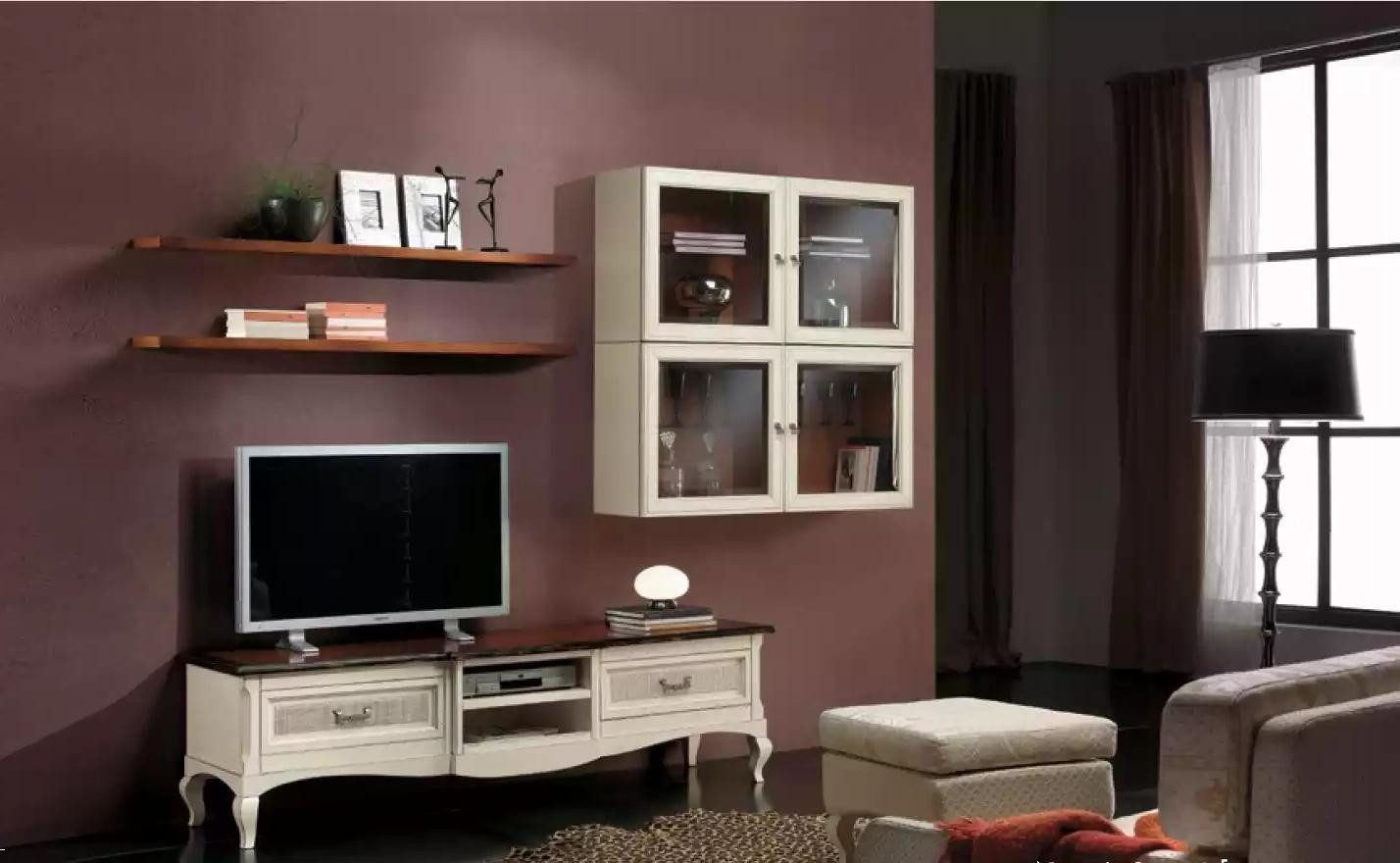 Xlmoebel Wohnwand Modernes Holz-Möbelset mit Lowboard und Wandschränken in Weiß, (7-St., Set 7tlg. Wohnwand (Lowboard + 4x Wandschränke + 2x Wandregale), Hergestellt in Europa