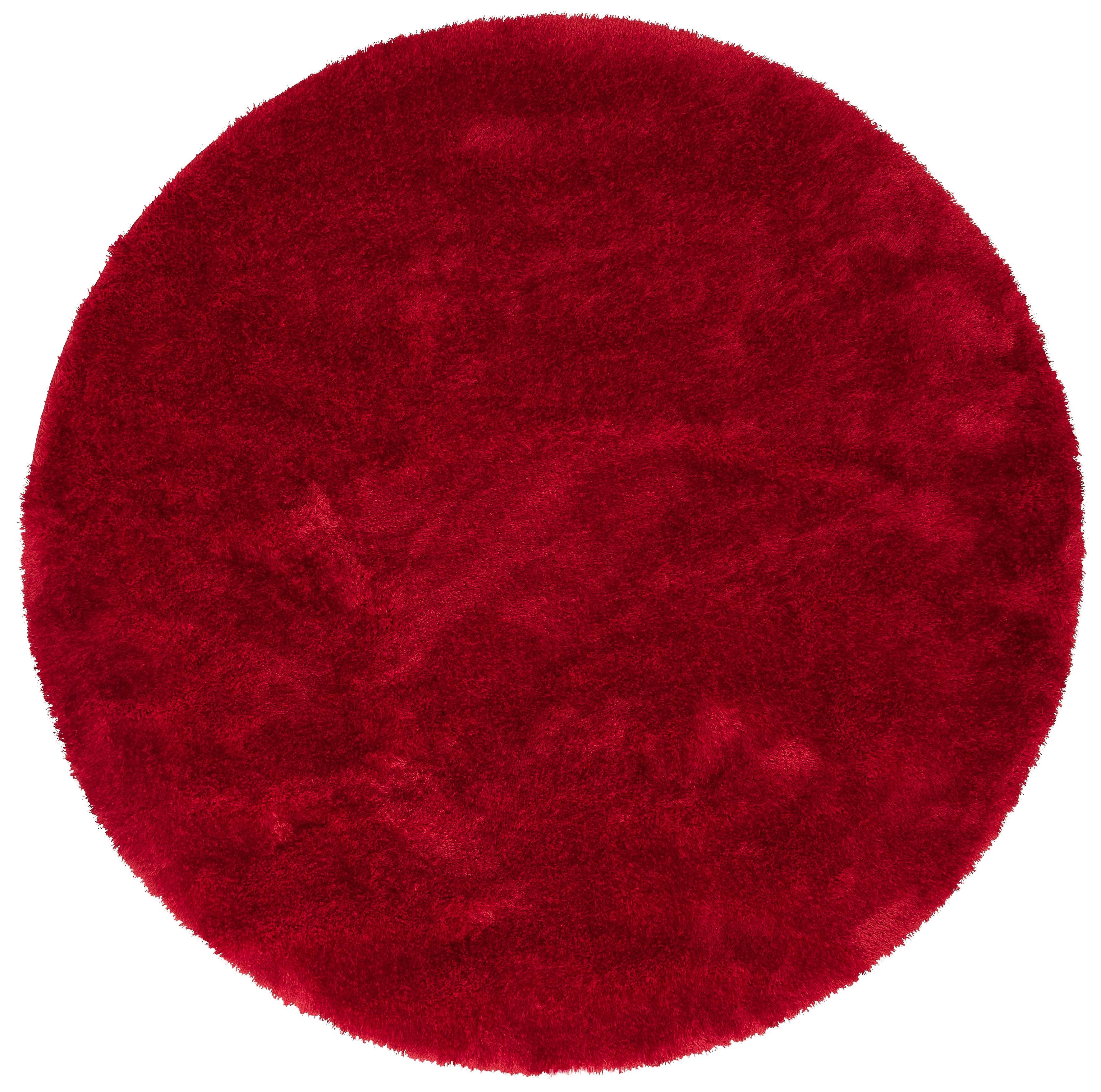 Hochflor-Teppich Mikro Soft Super, my home, rund, Höhe: 50 mm, besonders weich durch Mikrofaser, extra flauschig, einfarbig, weich rot