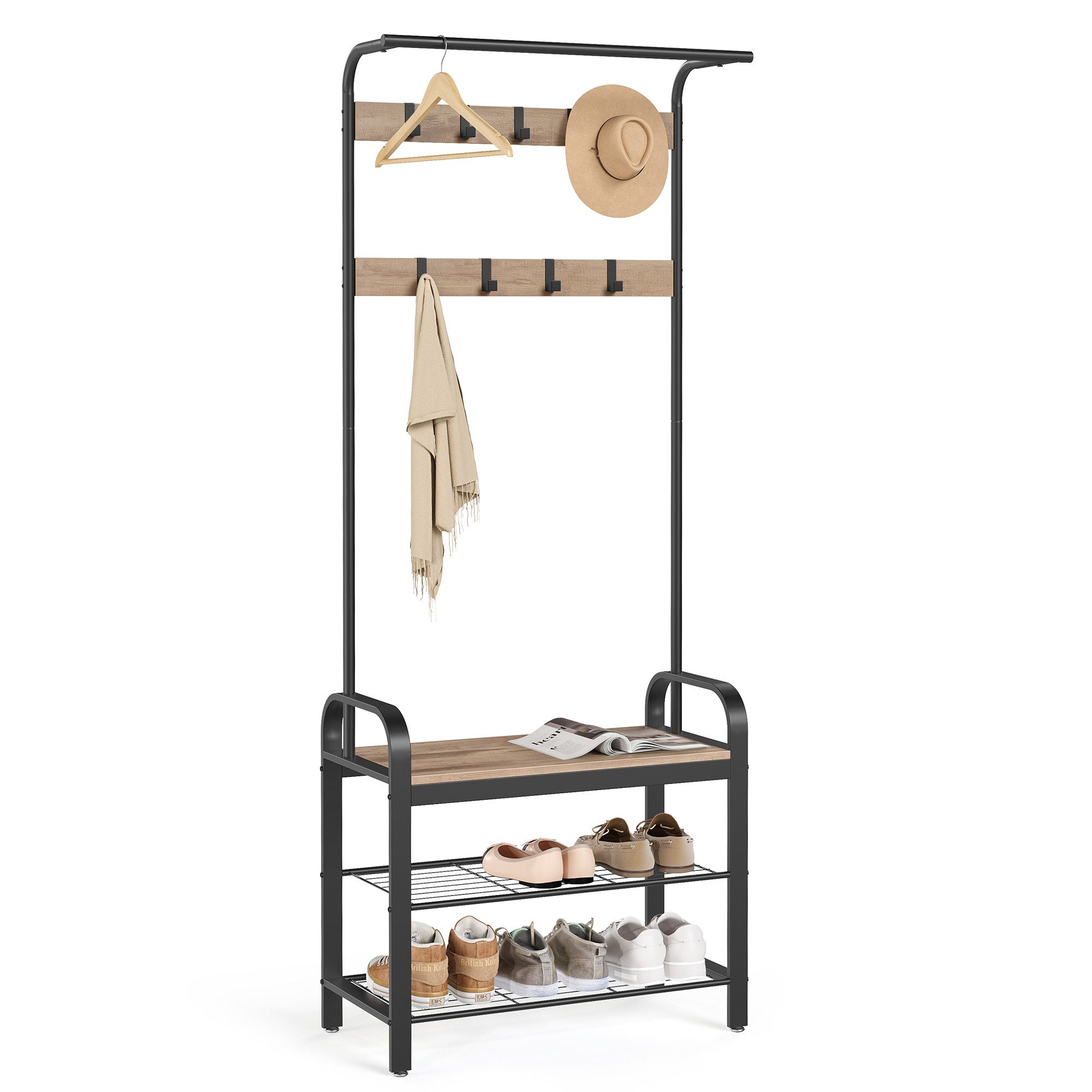 VASAGLE Garderobenständer Garderobe, mit Sitzfläche, 2 günstig online kaufen