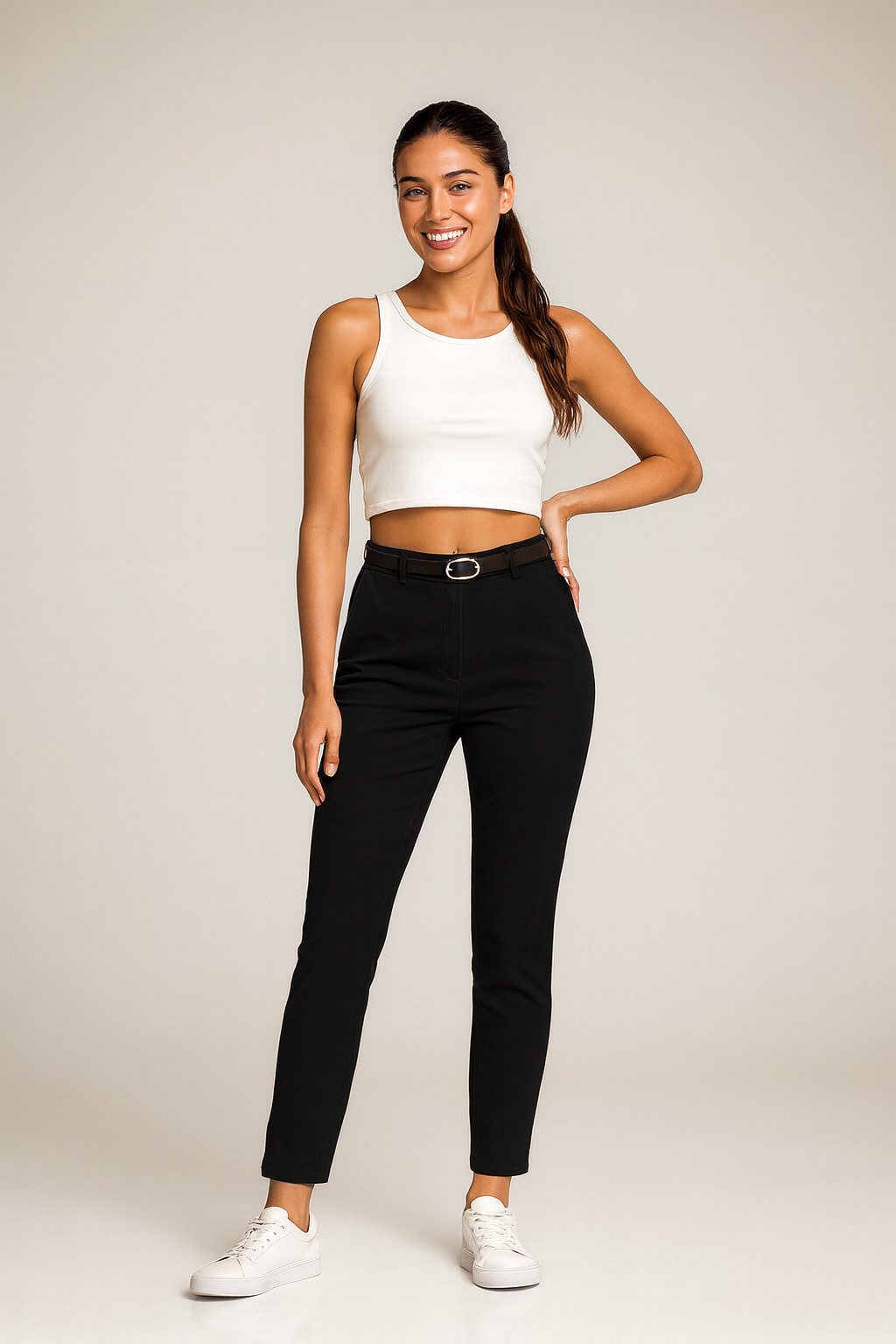 Kendindza Collection Stretch-Hose Damen Hose Stretch mit Gürtel Stoffhose D günstig online kaufen