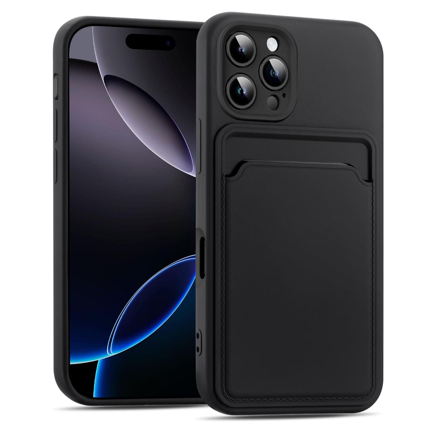 CoolGadget Handyhülle Card Case Handy Tasche für Apple iPhone 16 Pro Max 6,7 Zoll, Silikon Schutzhülle mit Kartenfach für iPhone 16 Pro Max Hülle
