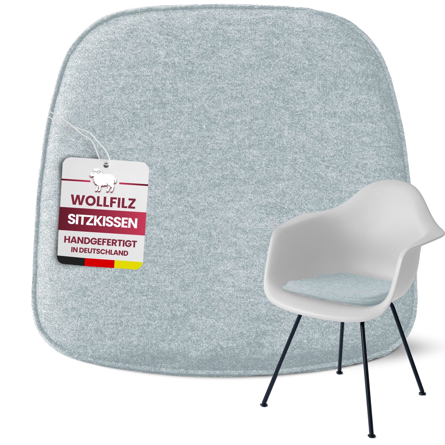 Easy and Green Sitzkissen aus Wollfilz Eckig 40x39cm - Made in Germany waschbar