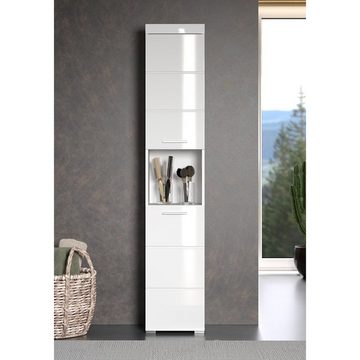 trendteam Hochschrank Amanda Badhochschrank Standschrank Badezimmerschrank Weiß 37x190x31cm